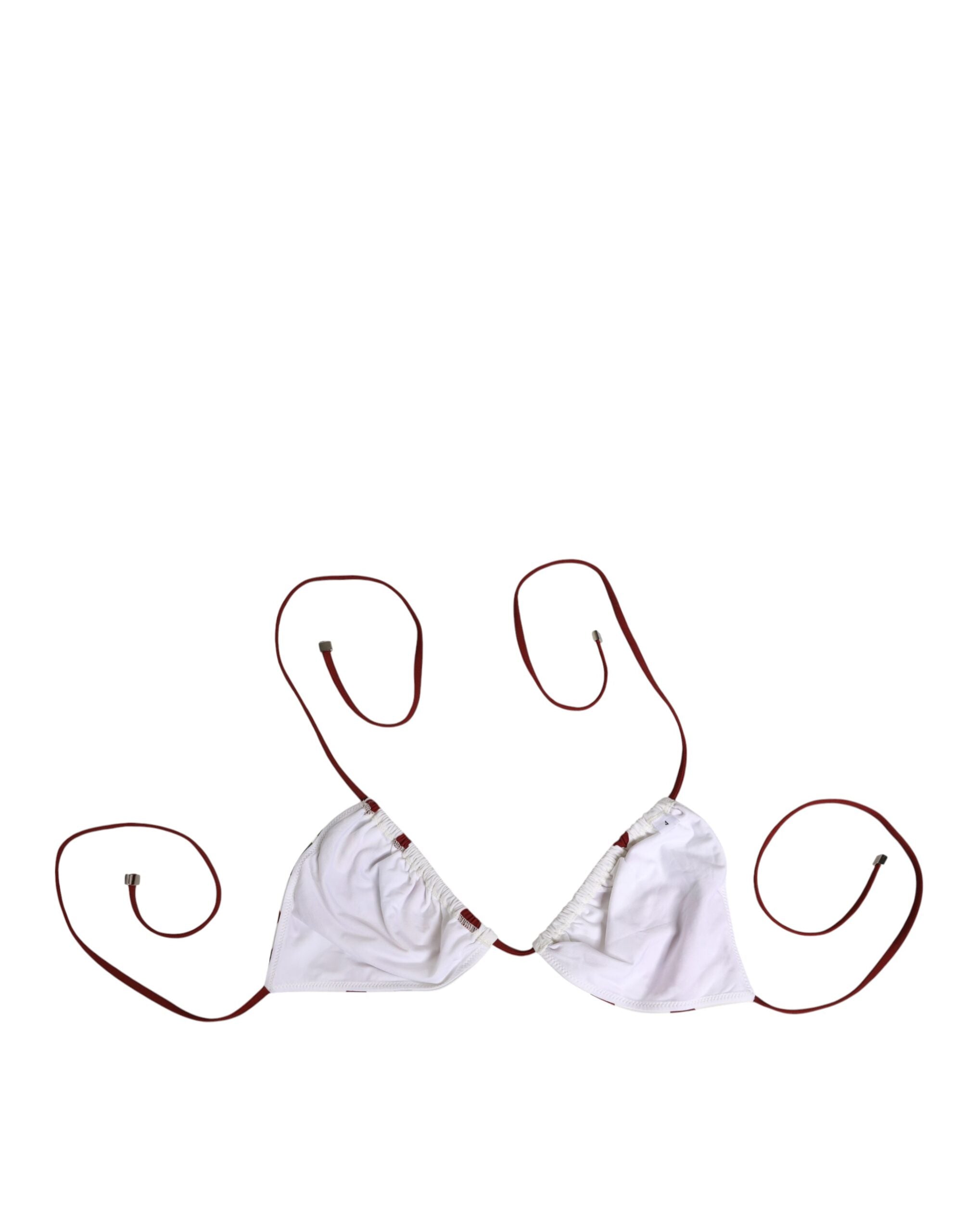 White Red Polka Dot Floral Print Triangle