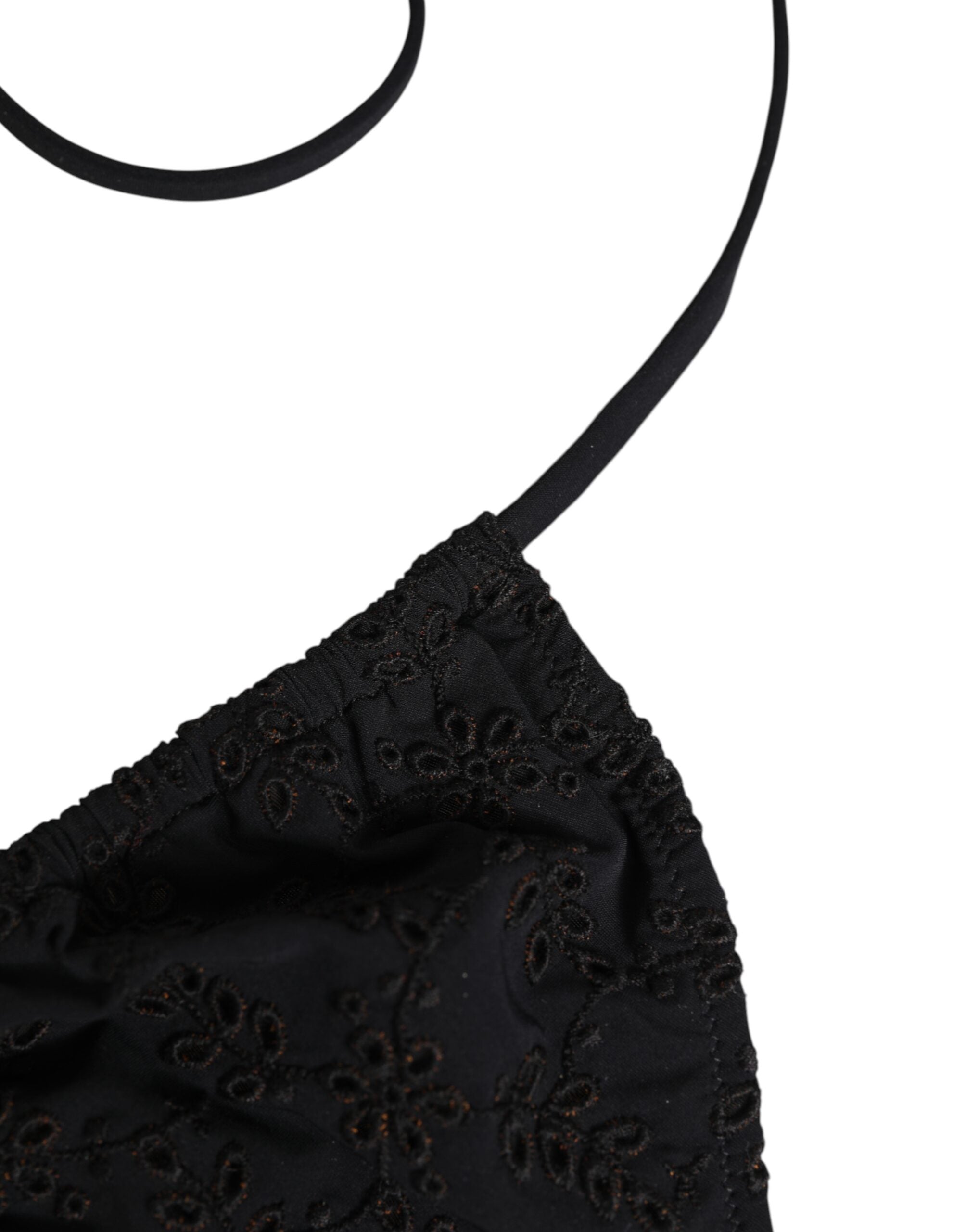 Black Embroidered Triangle Swimwear Underwear