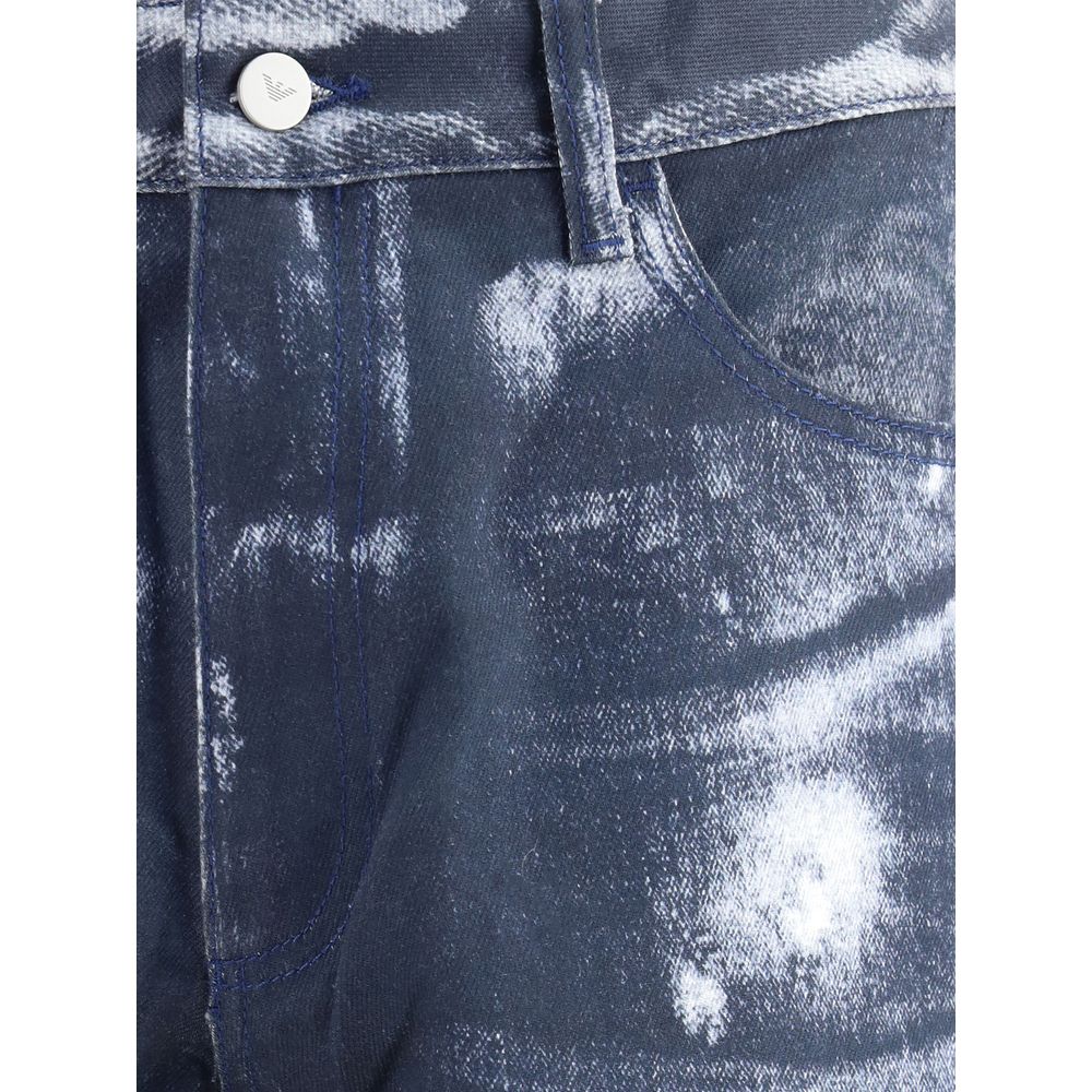Denim print broek