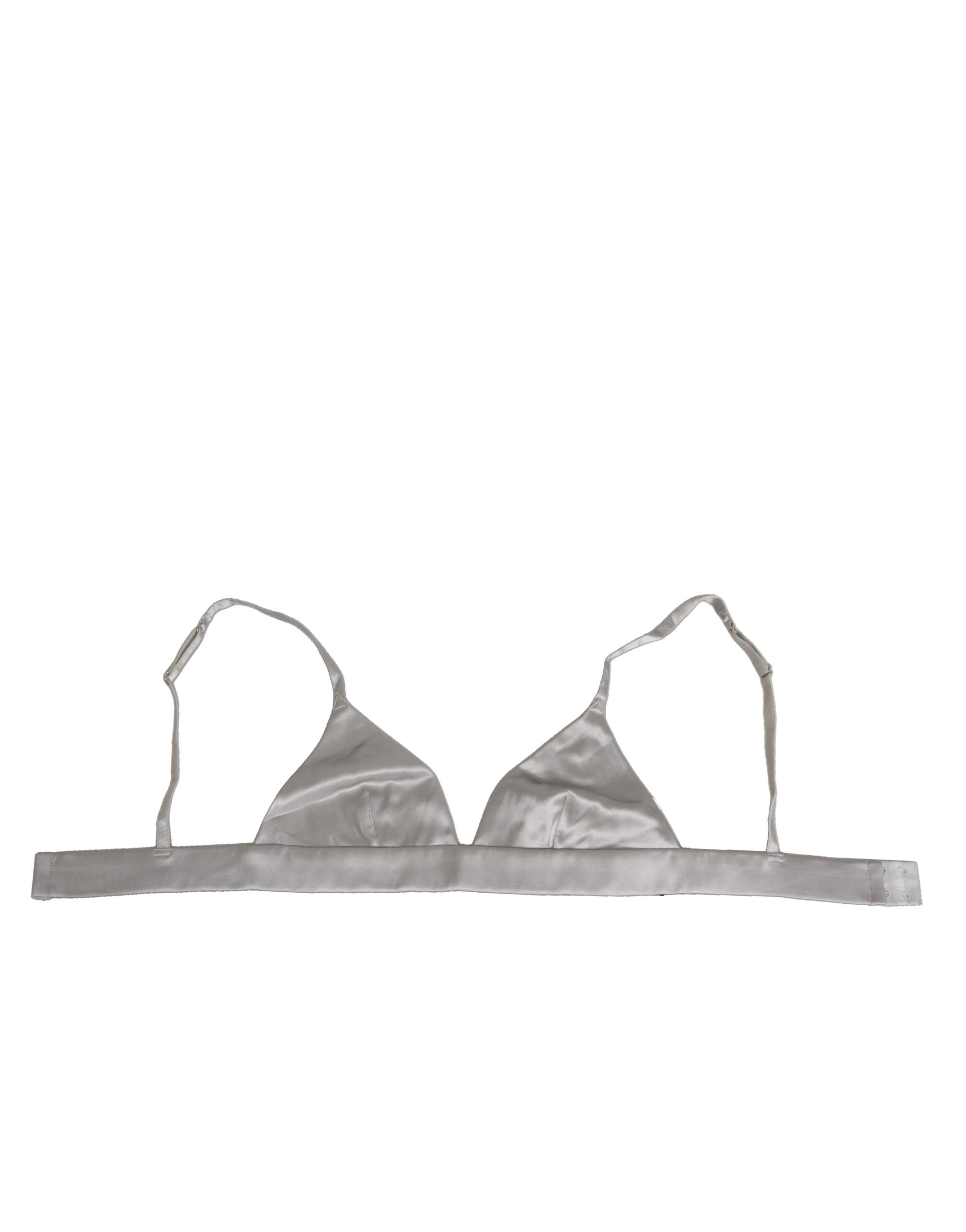 Gray Silk Satin Triangle Soft Cup Bra Underwear