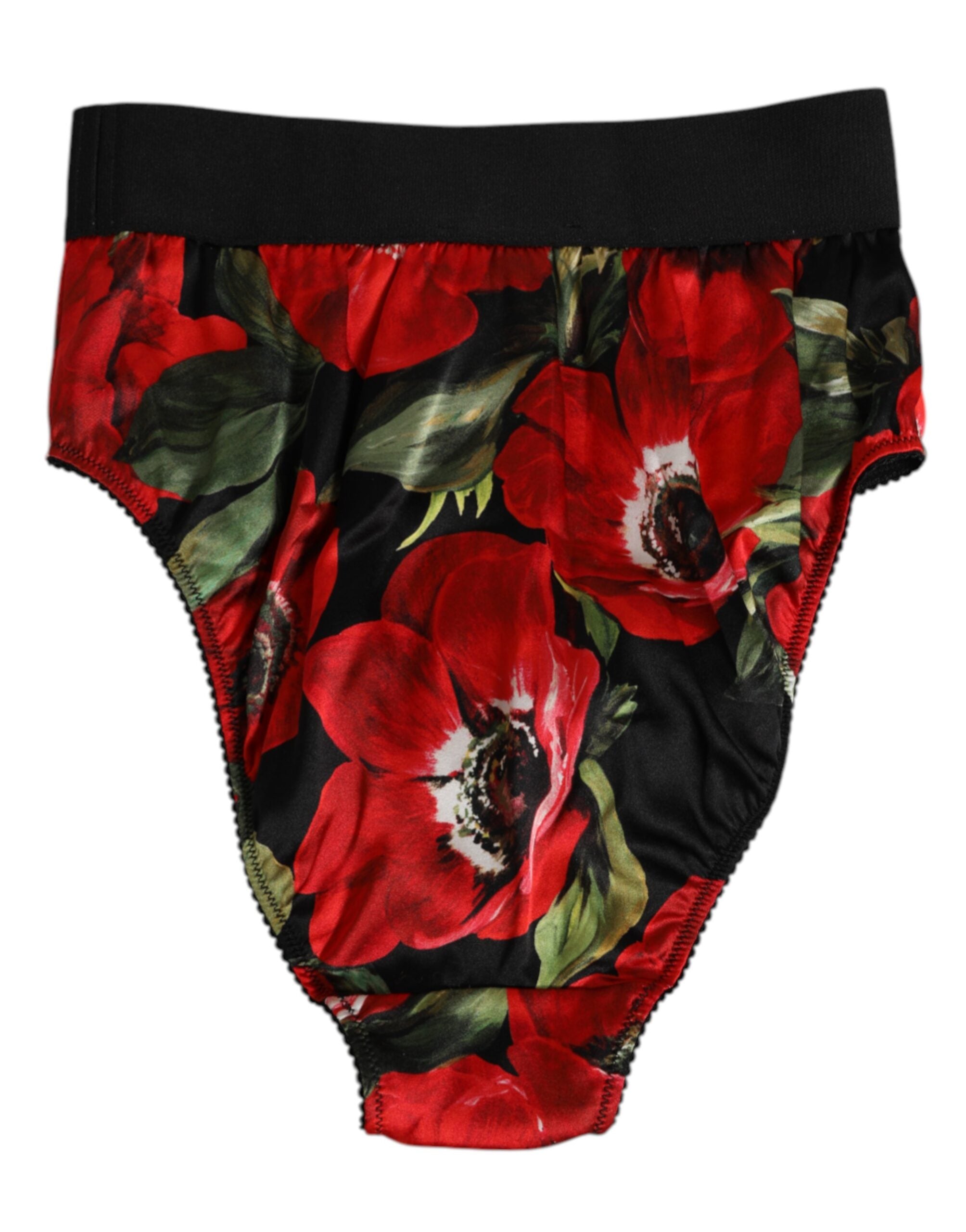 Black Floral Print High Waist Panty Underwear