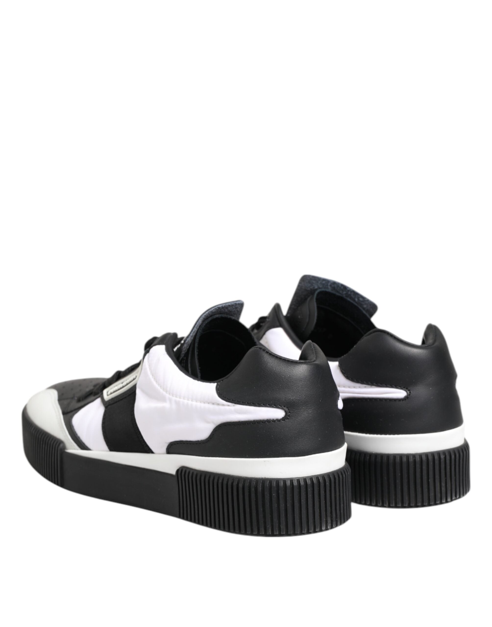 Zwarte en witte MIAMI lage sneakers van leer