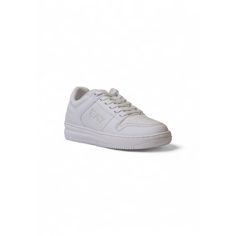 White Polyester Athletic Sneakers