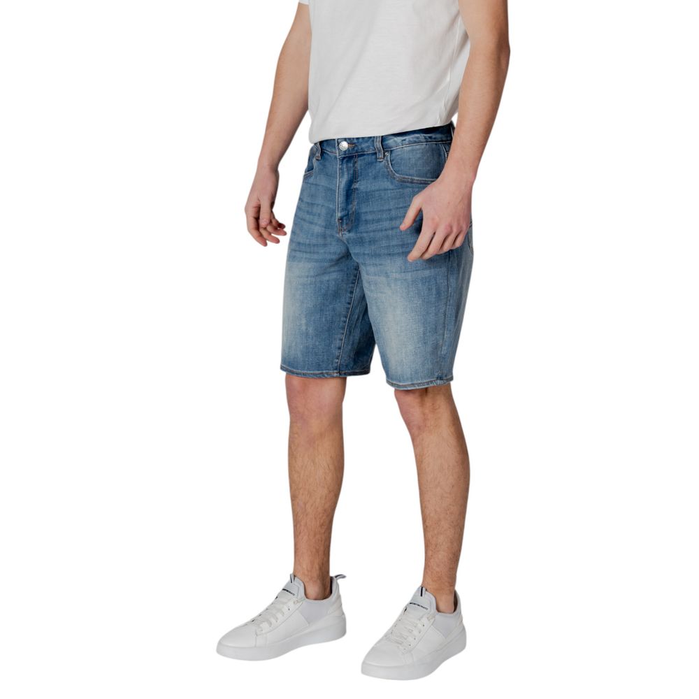 Blue Polyester Bermuda Shorts
