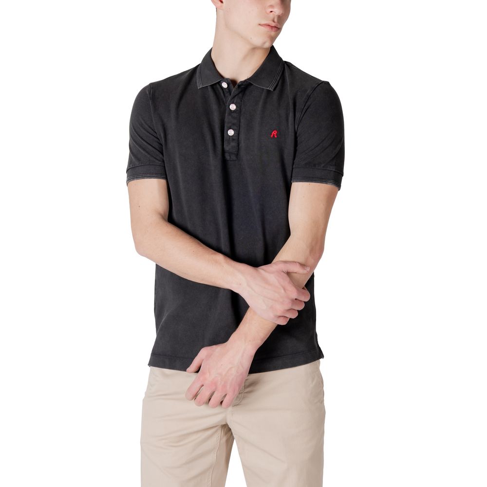 Zwart katoenen poloshirt