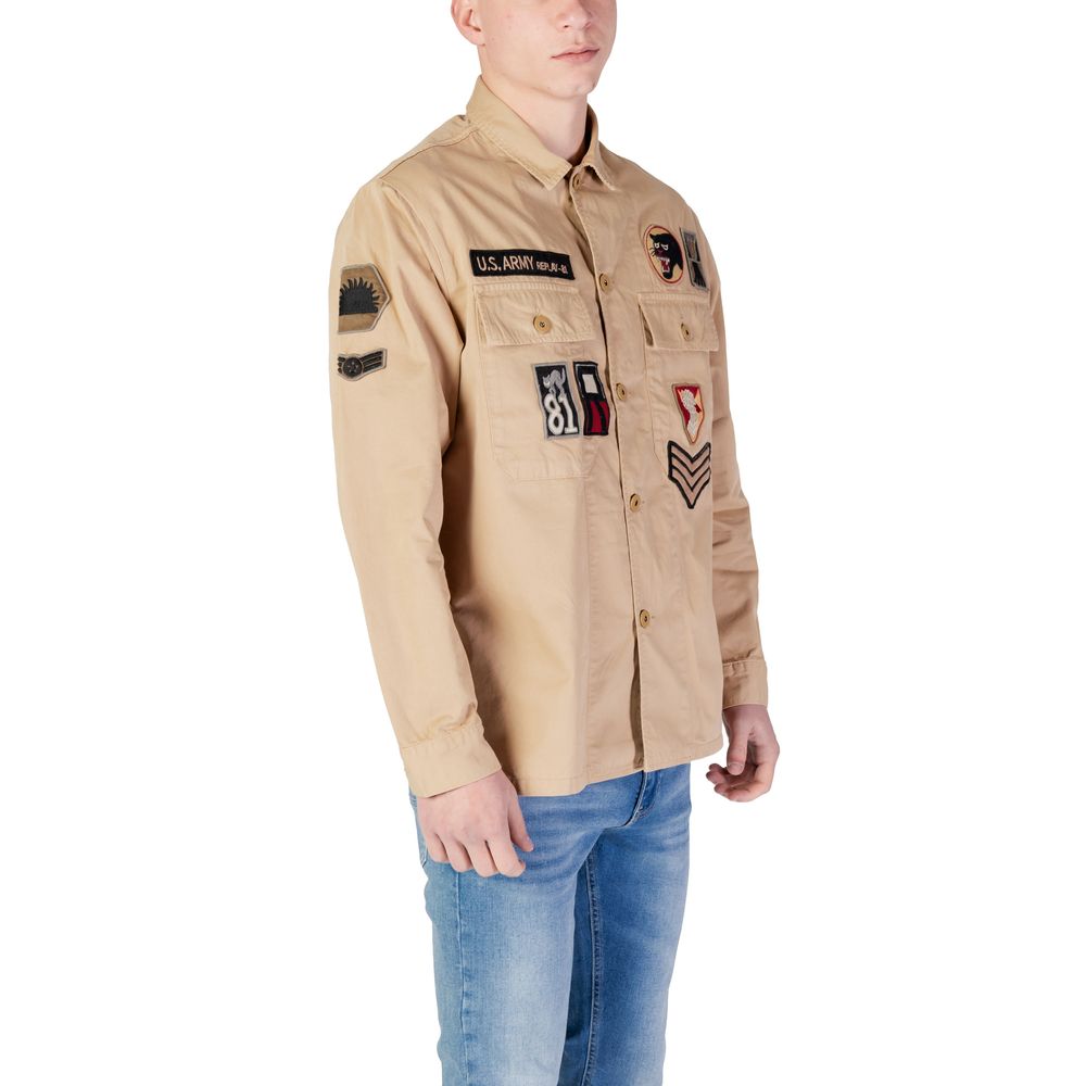 Beige katoenen overhemd