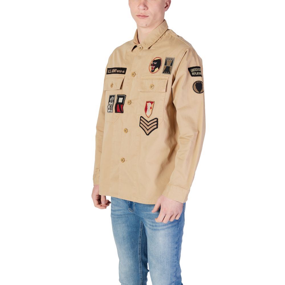 Beige katoenen overhemd