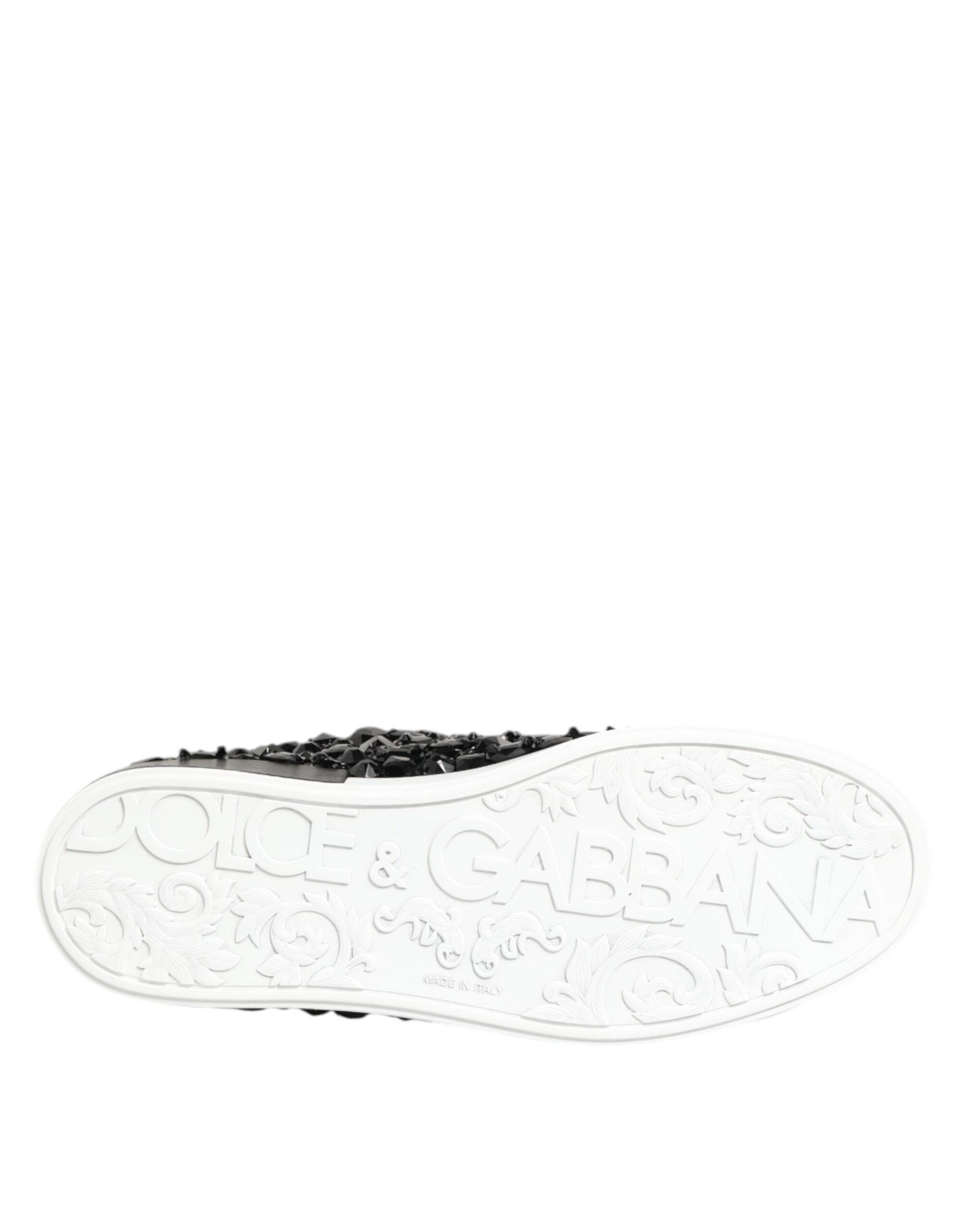 Black Leather Crystal Low Top Sneaker Shoes
