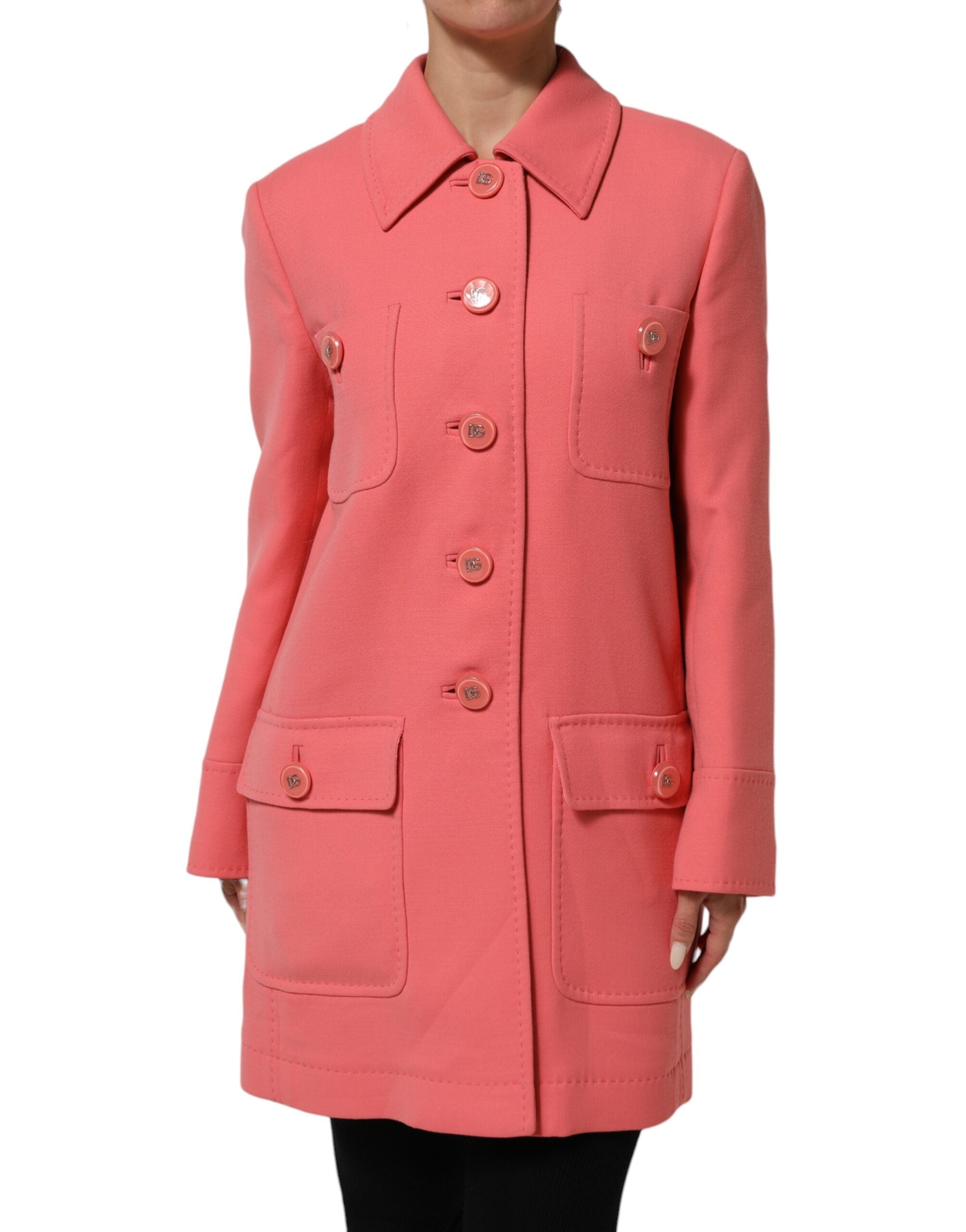 Pink Buttoned Down Trench Coat Jacket