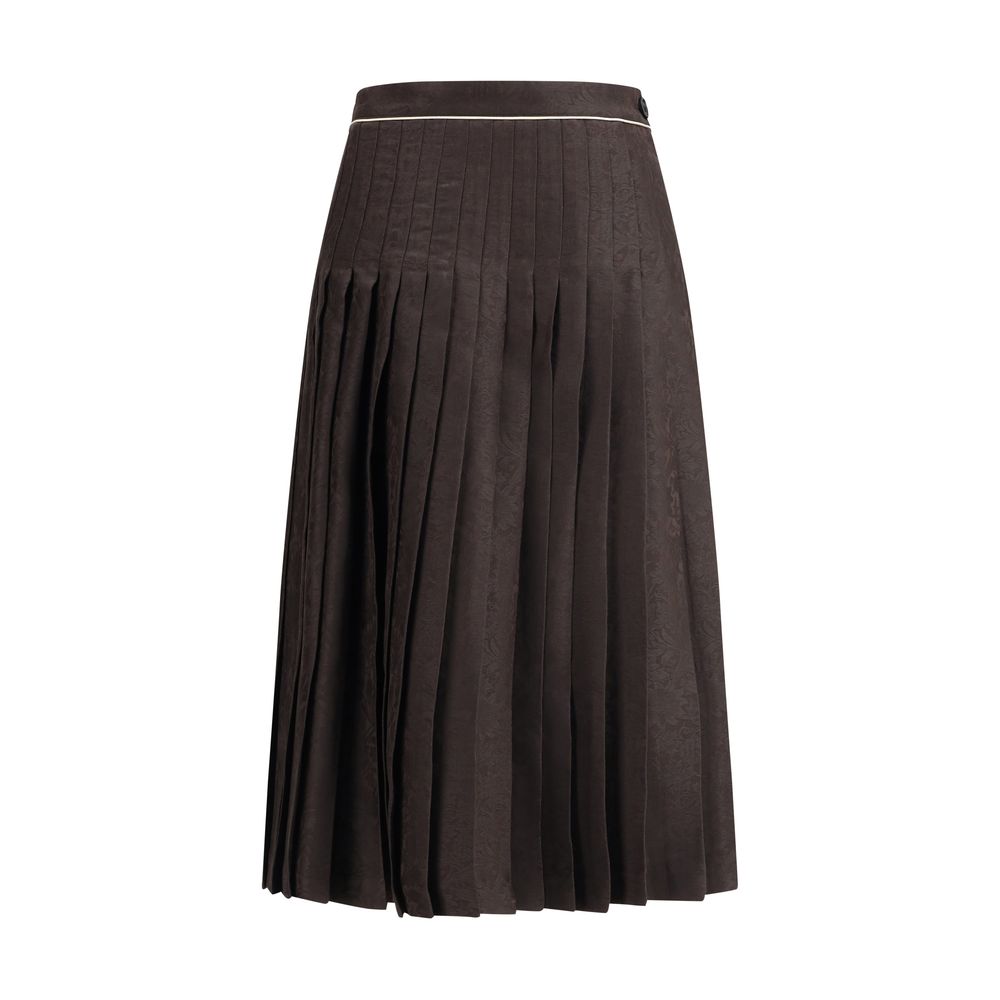 Brown Silk Midi Skirt
