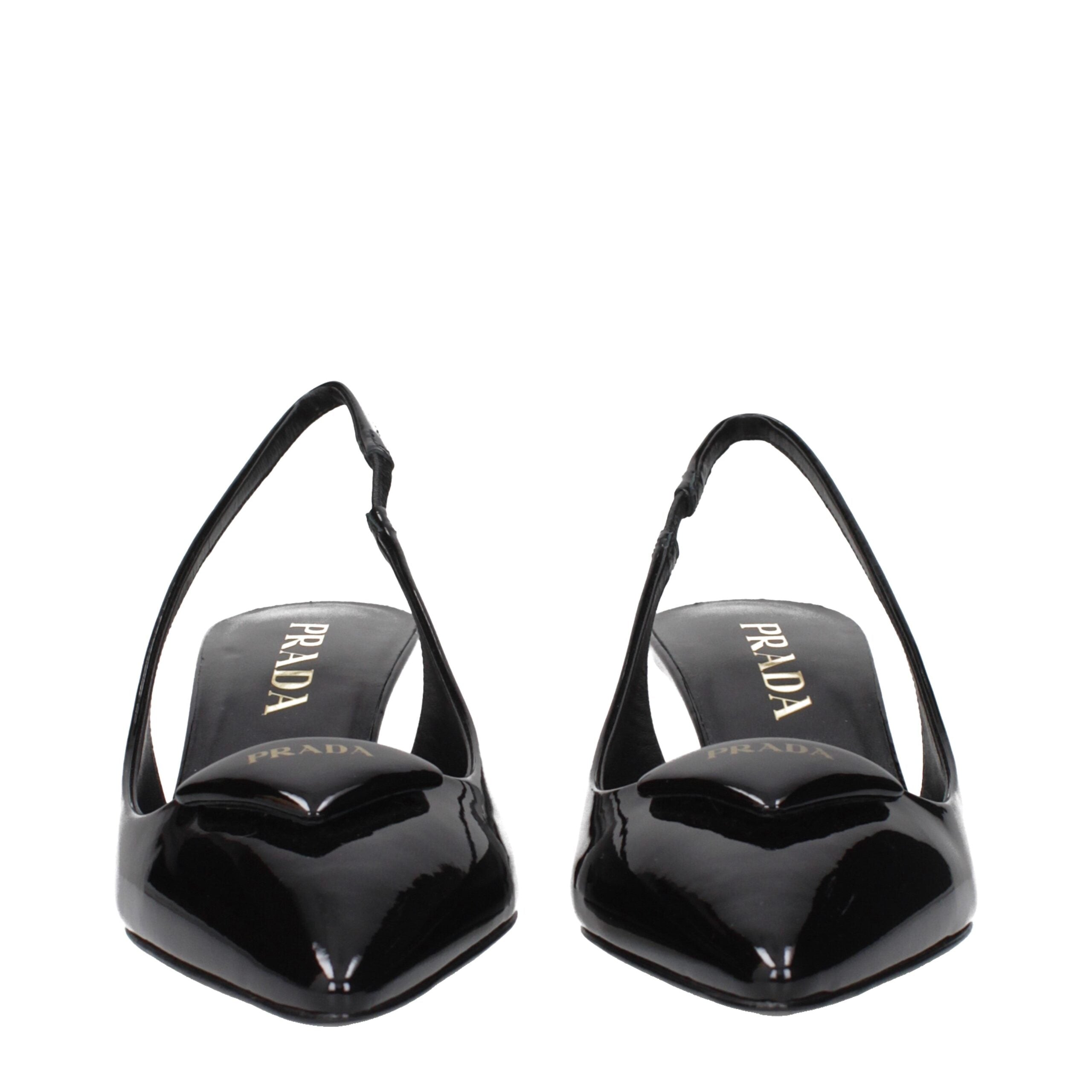 Black Leather Mid Heel Pumps