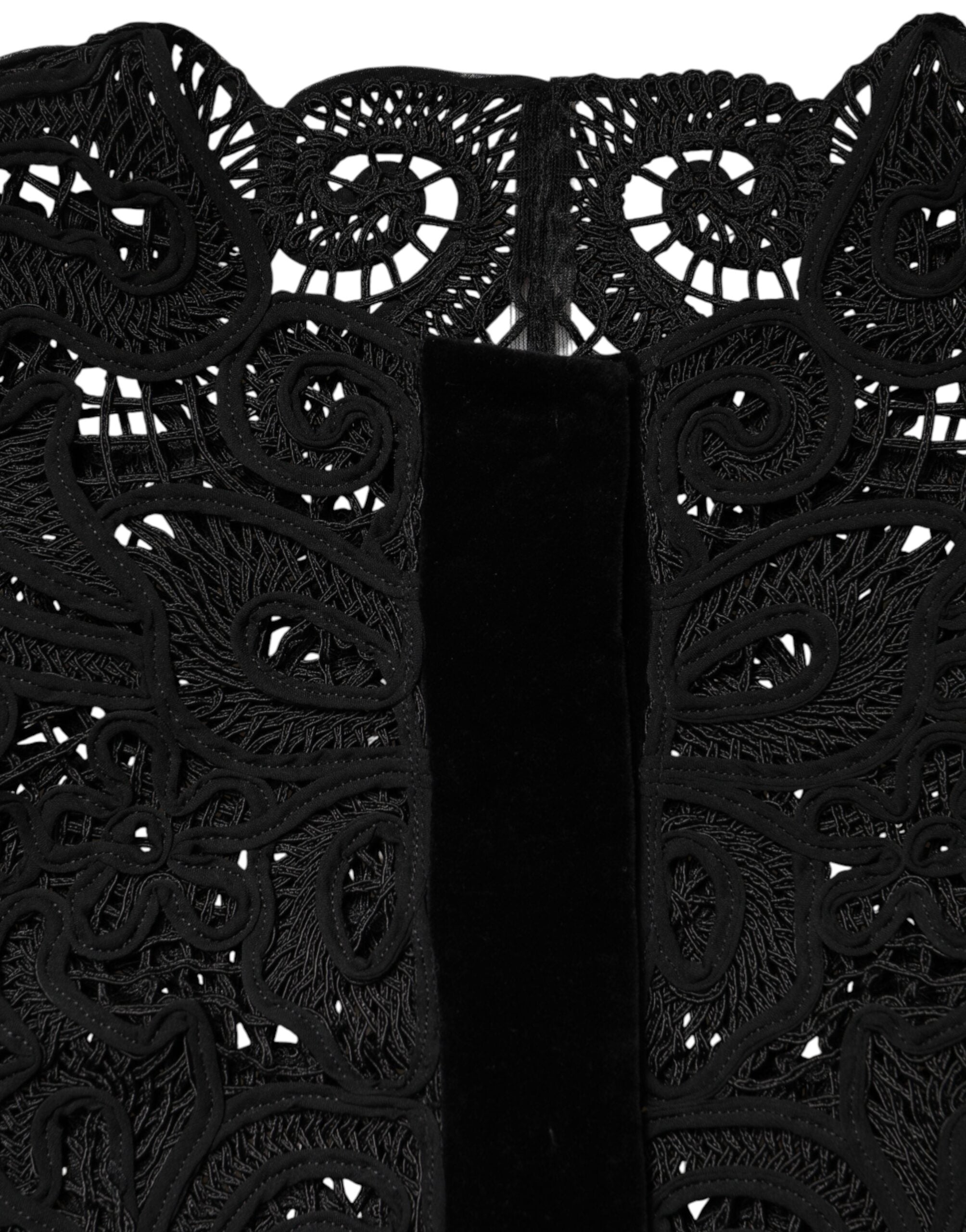 Black Floral Lace Cropped Coat Jacket