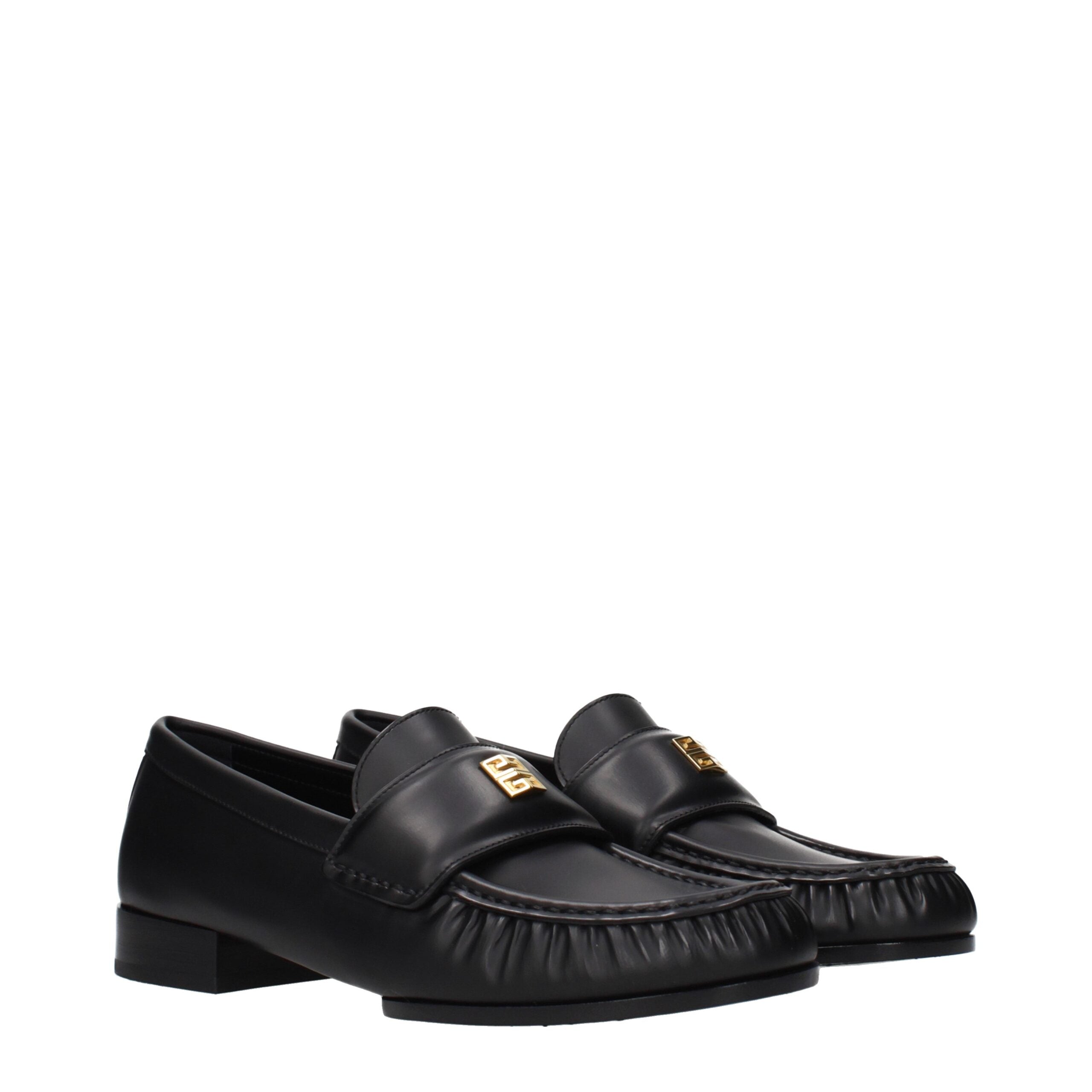 Black Leather Slip-On Loafers