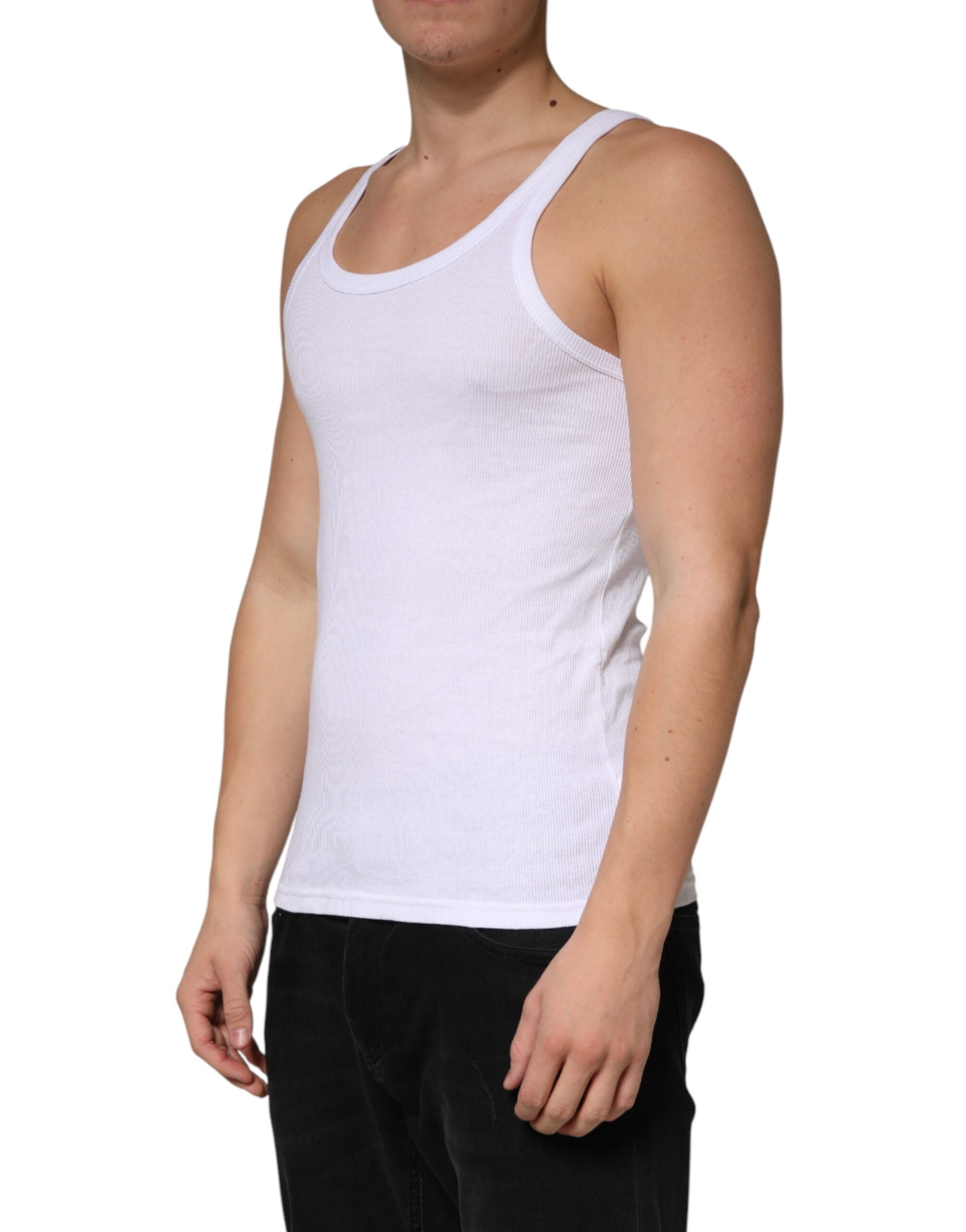 White Sleeveless Round Neck Tank Top T-shirt