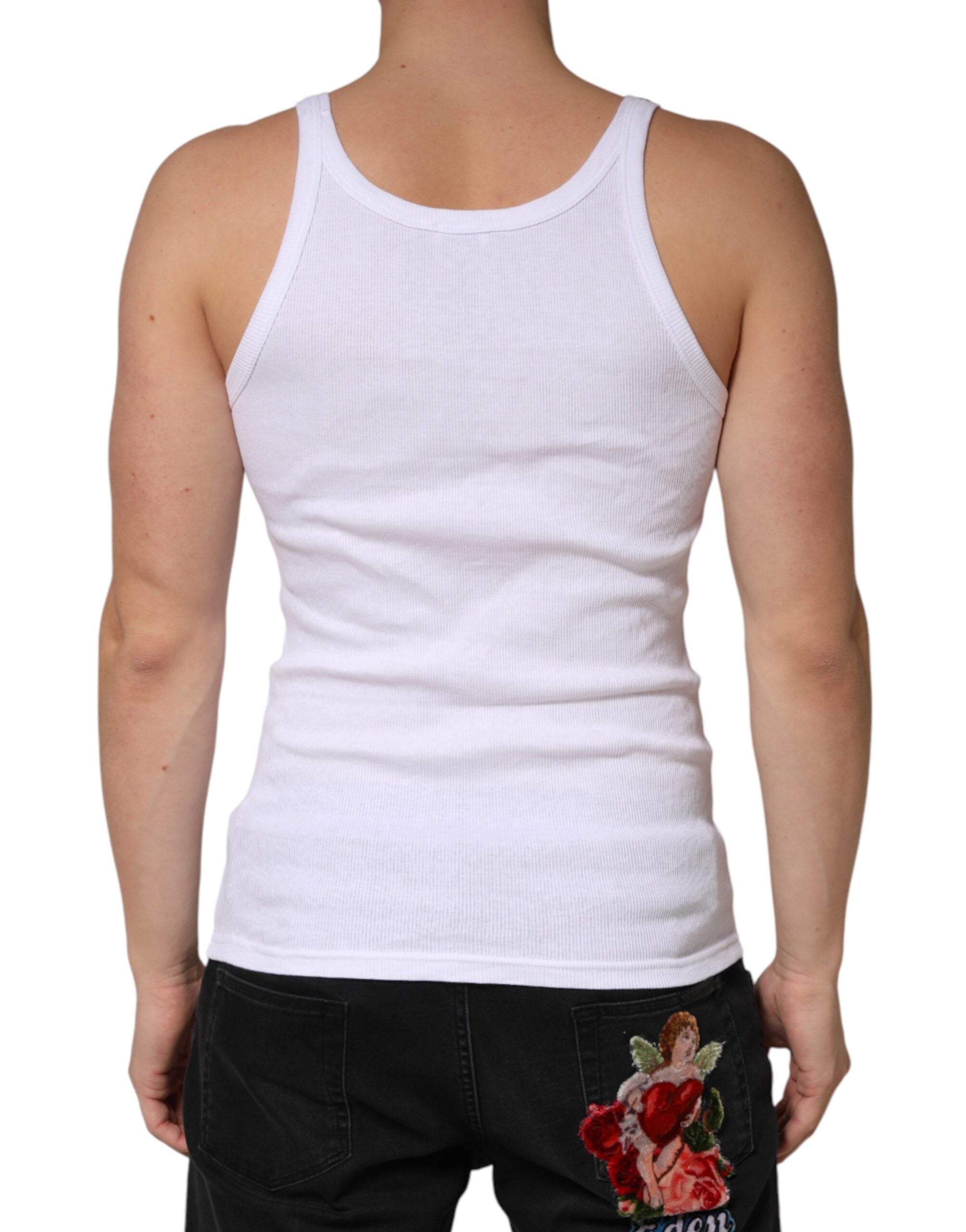 White Sleeveless Round Neck Tank Top T-shirt