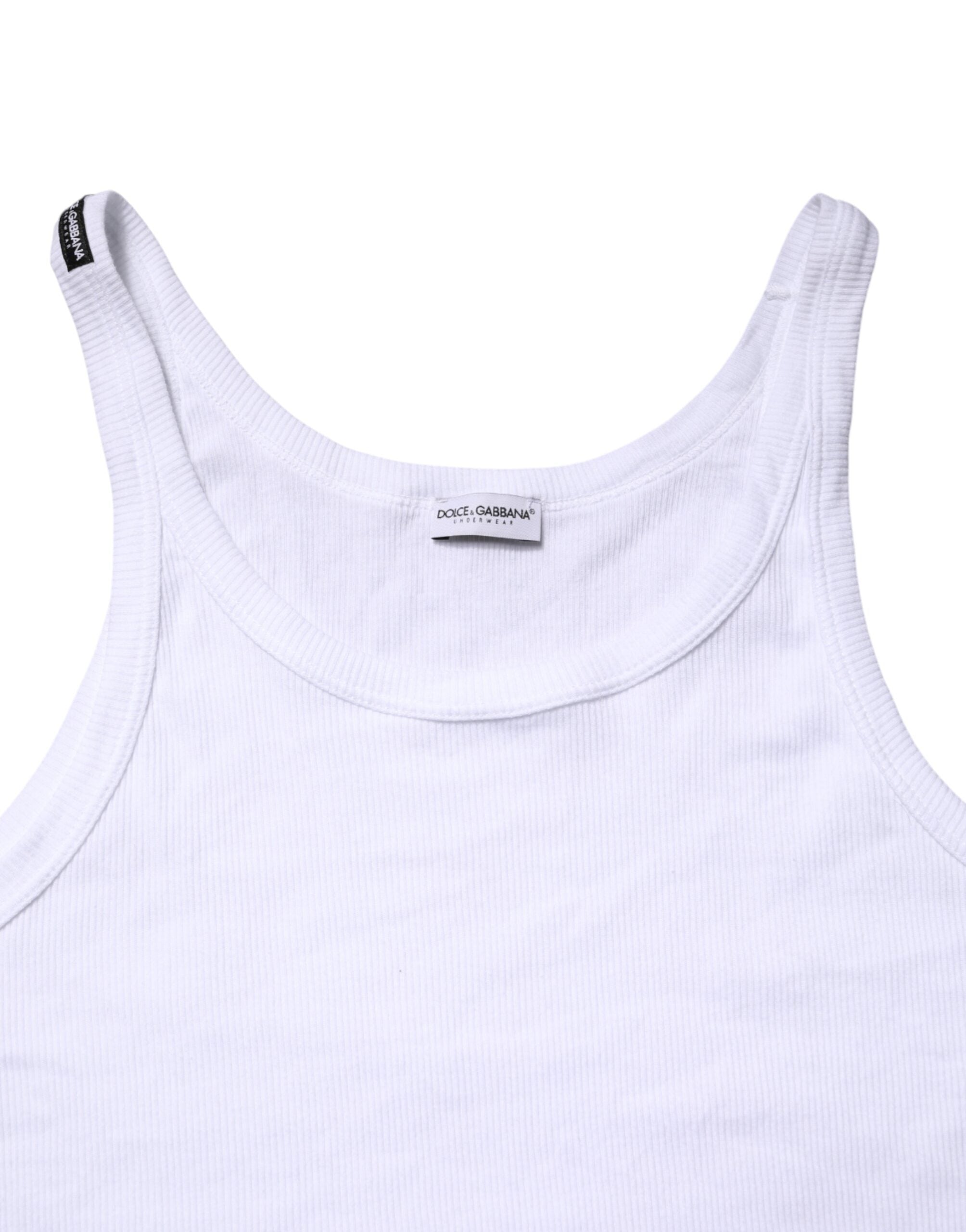 White Sleeveless Round Neck Tank Top T-shirt