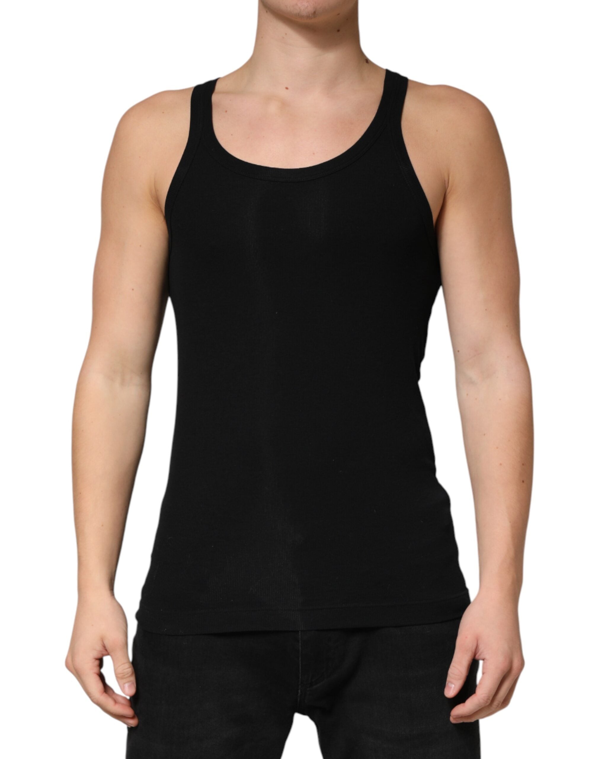 Black Sleeveless Round Neck Tank Top T-shirt