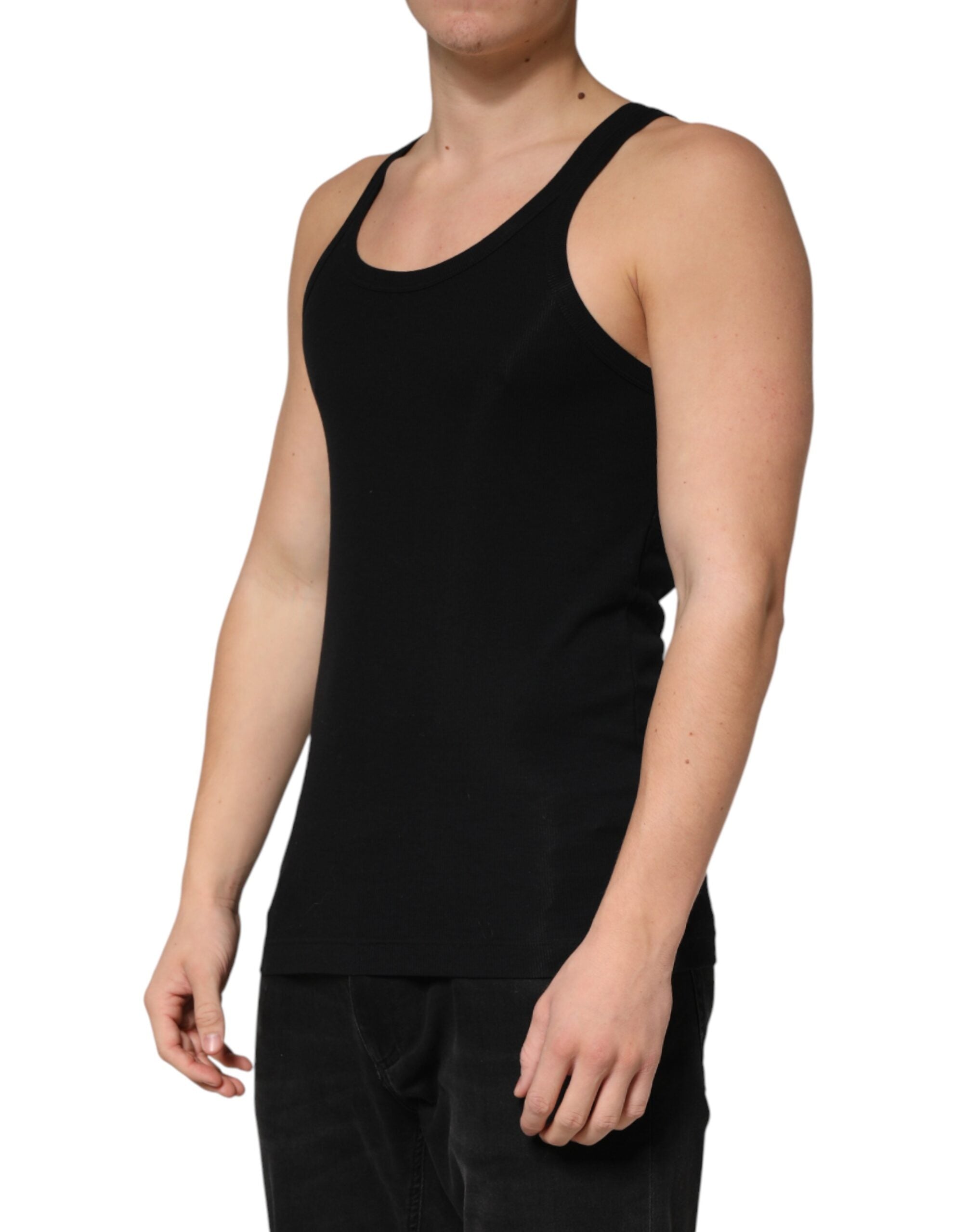 Black Sleeveless Round Neck Tank Top T-shirt
