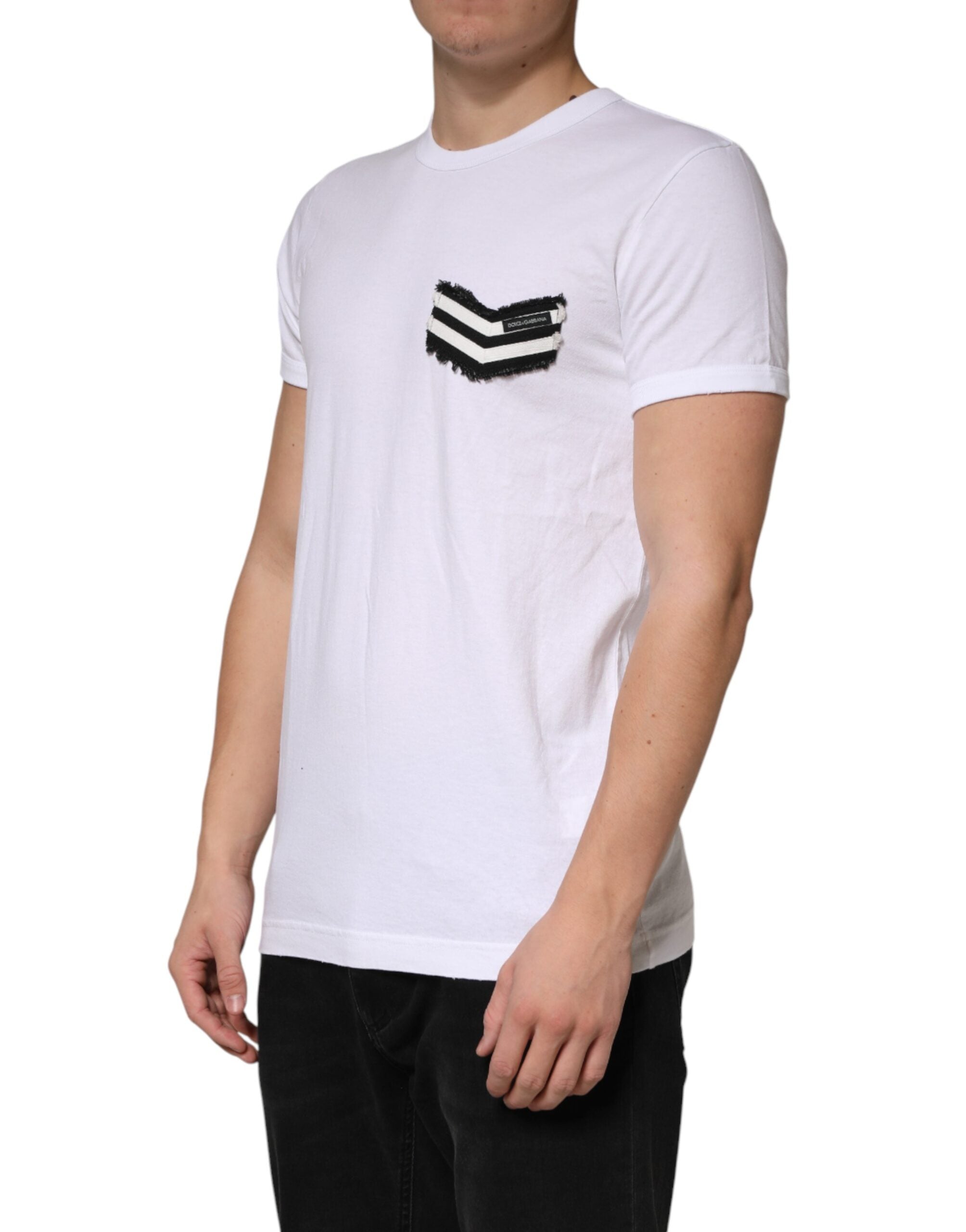 White Stripes Cotton Crew Neck Tee T-shirt