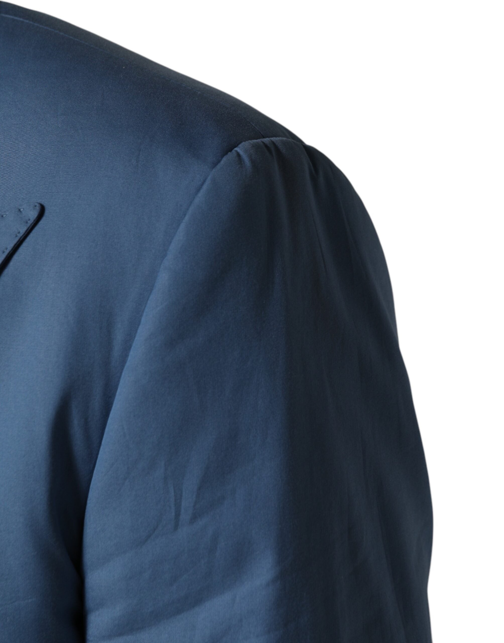 Blue Cotton Double Breasted 2 Piece Suit