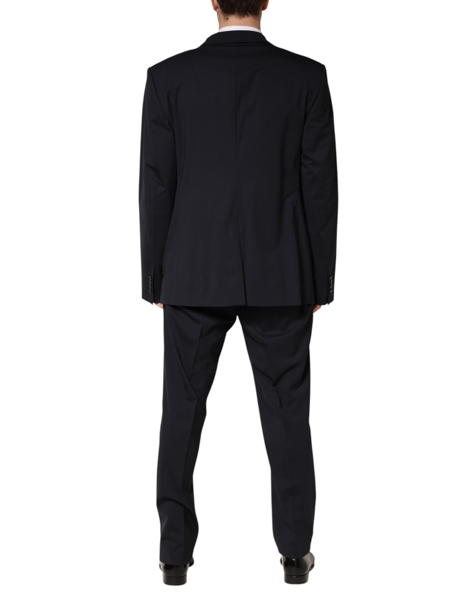 Blue Wool Double Breasted 2 Piece Men Suit