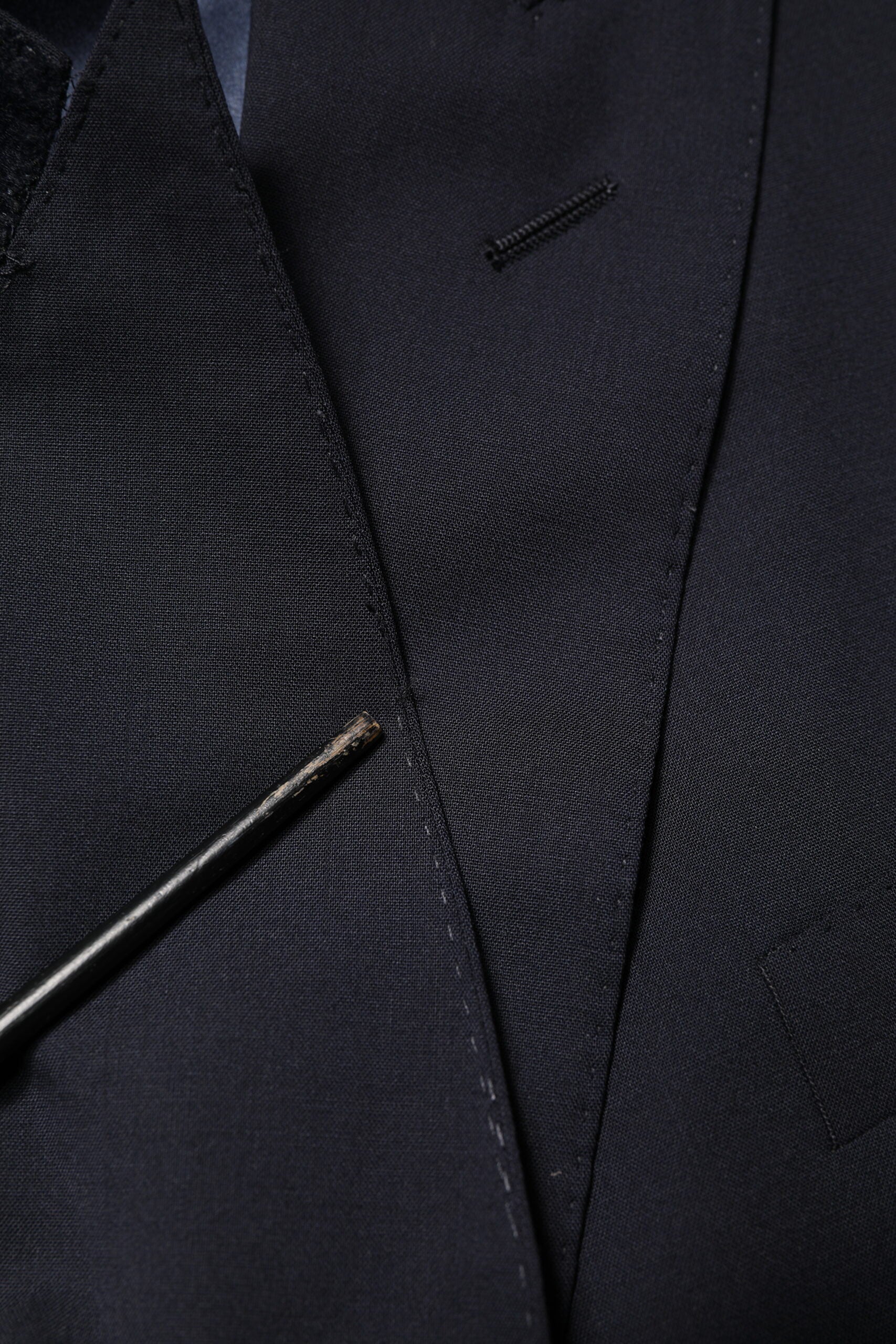 Blue Wool Double Breasted 2 Piece Men Suit