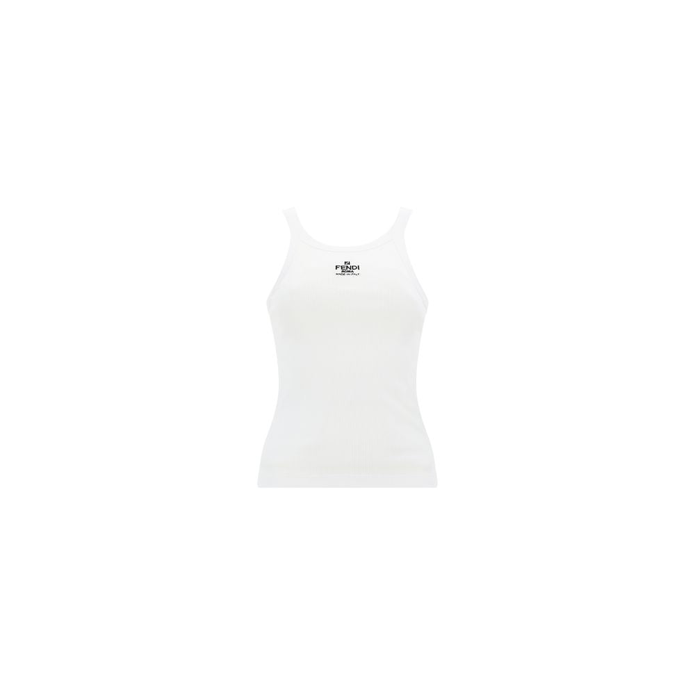 White Cotton Sleeveles T-Shirt