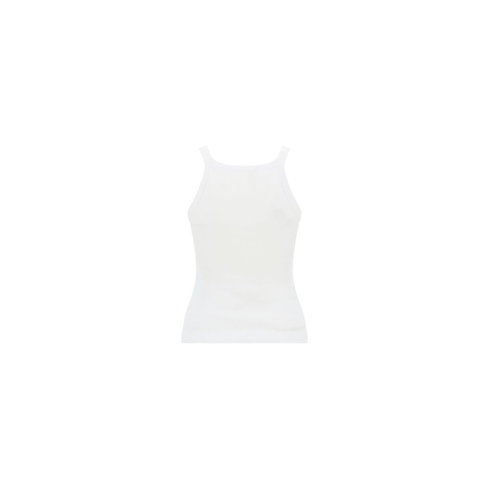 White Cotton Sleeveles T-Shirt