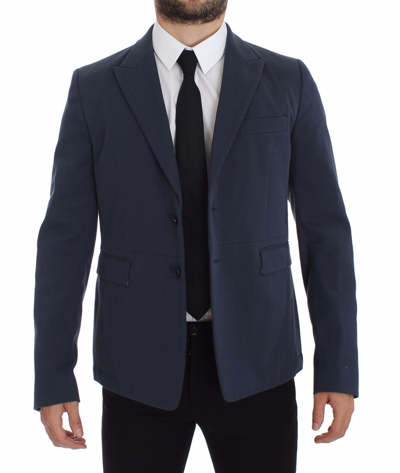 Blauwe katoenen stretch casual blazer