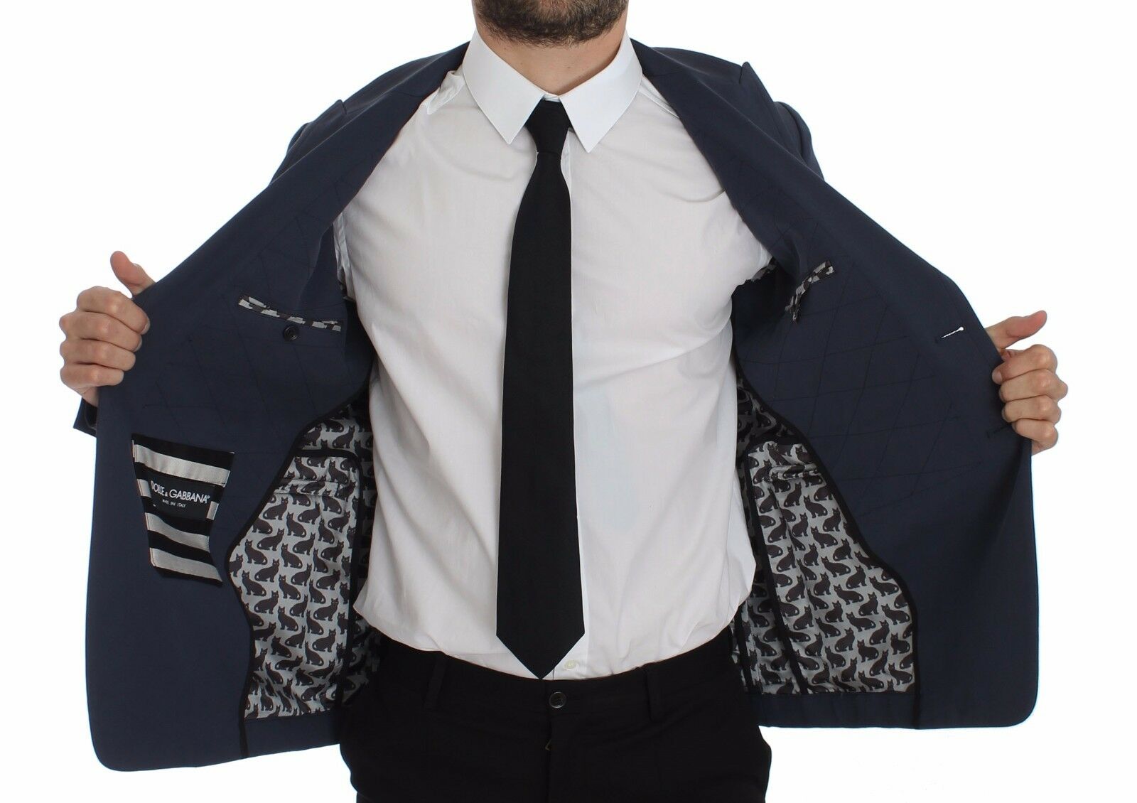 Blauwe katoenen stretch casual blazer