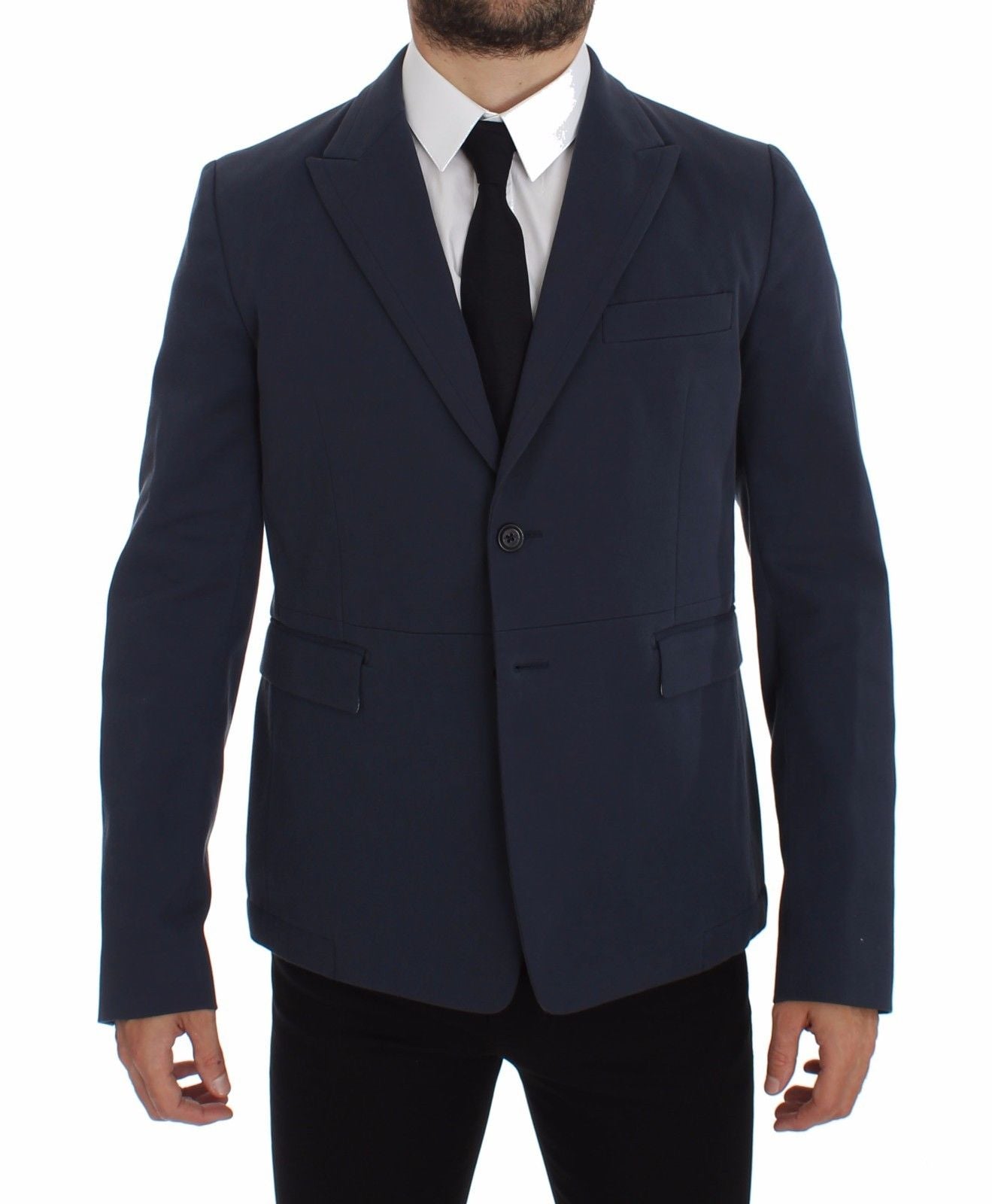 Blauwe katoenen stretch casual blazer