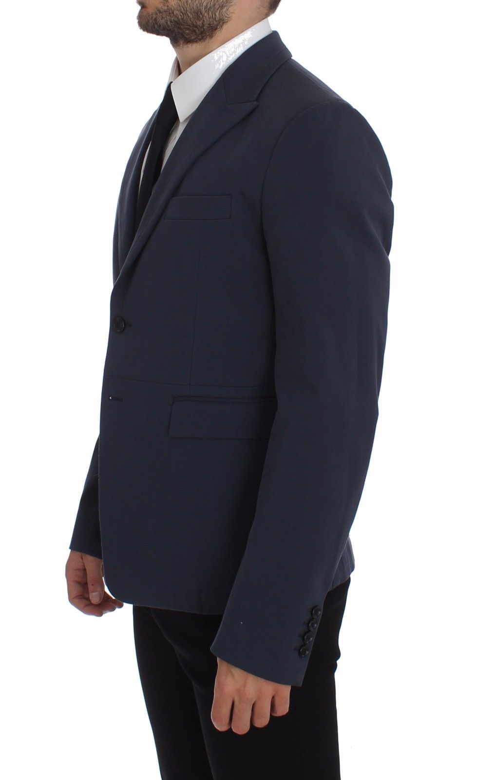 Blauwe katoenen stretch casual blazer