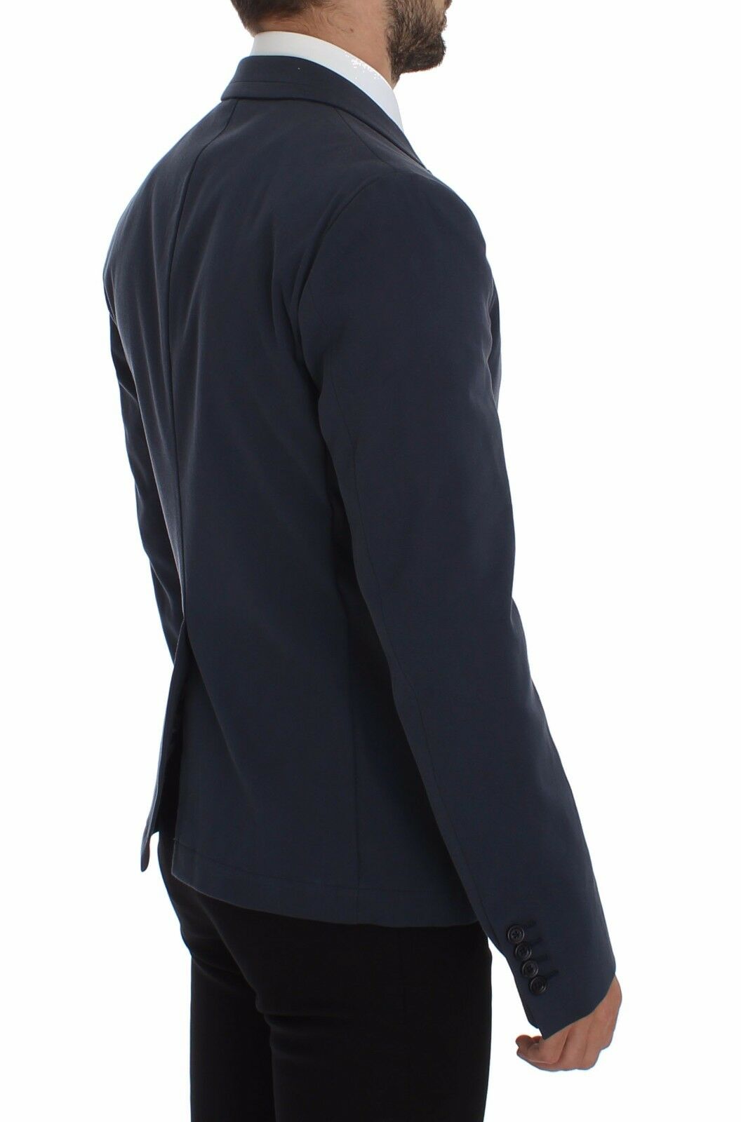 Blauwe katoenen stretch casual blazer