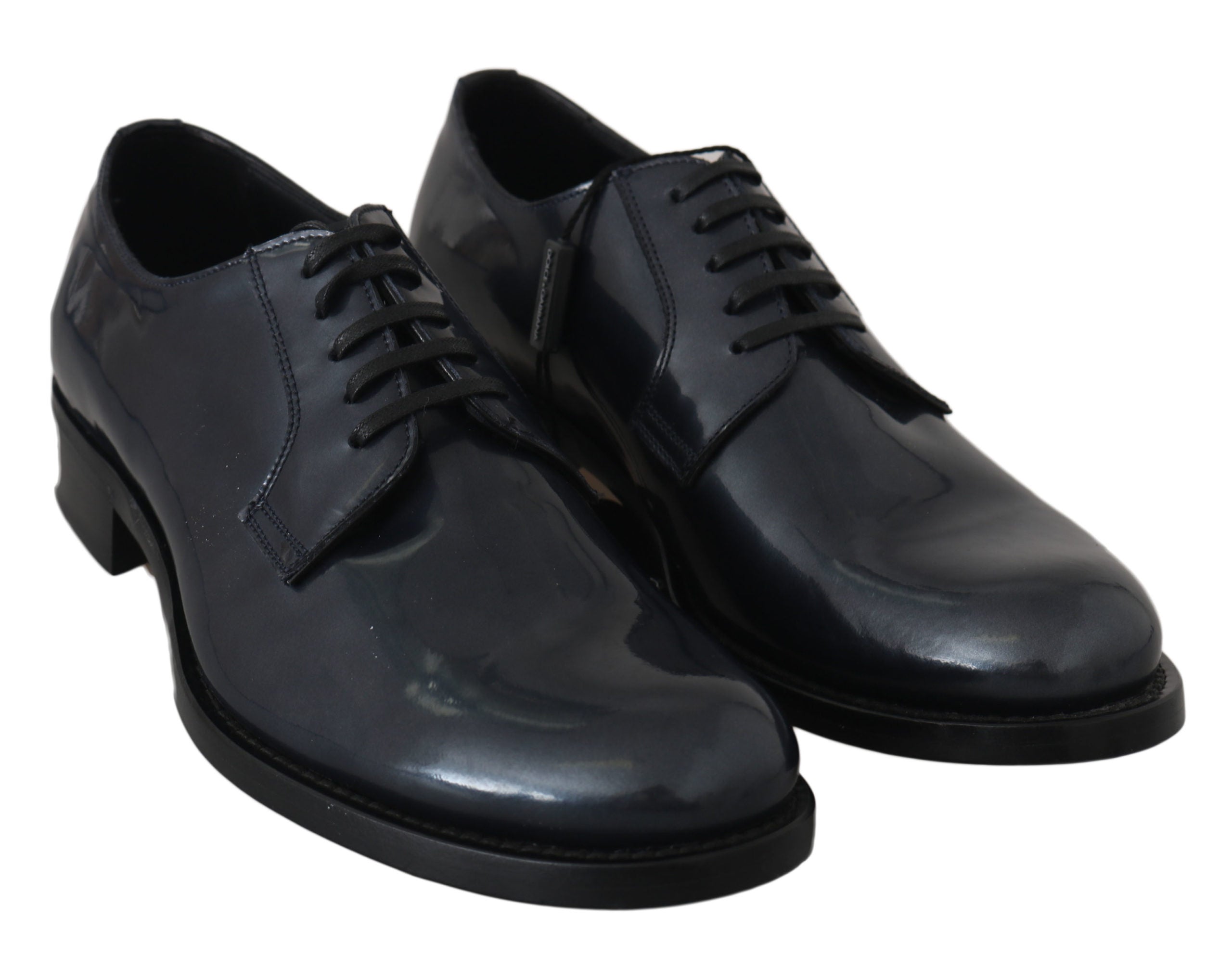 Blauwe leren derby-jurk formele schoenen