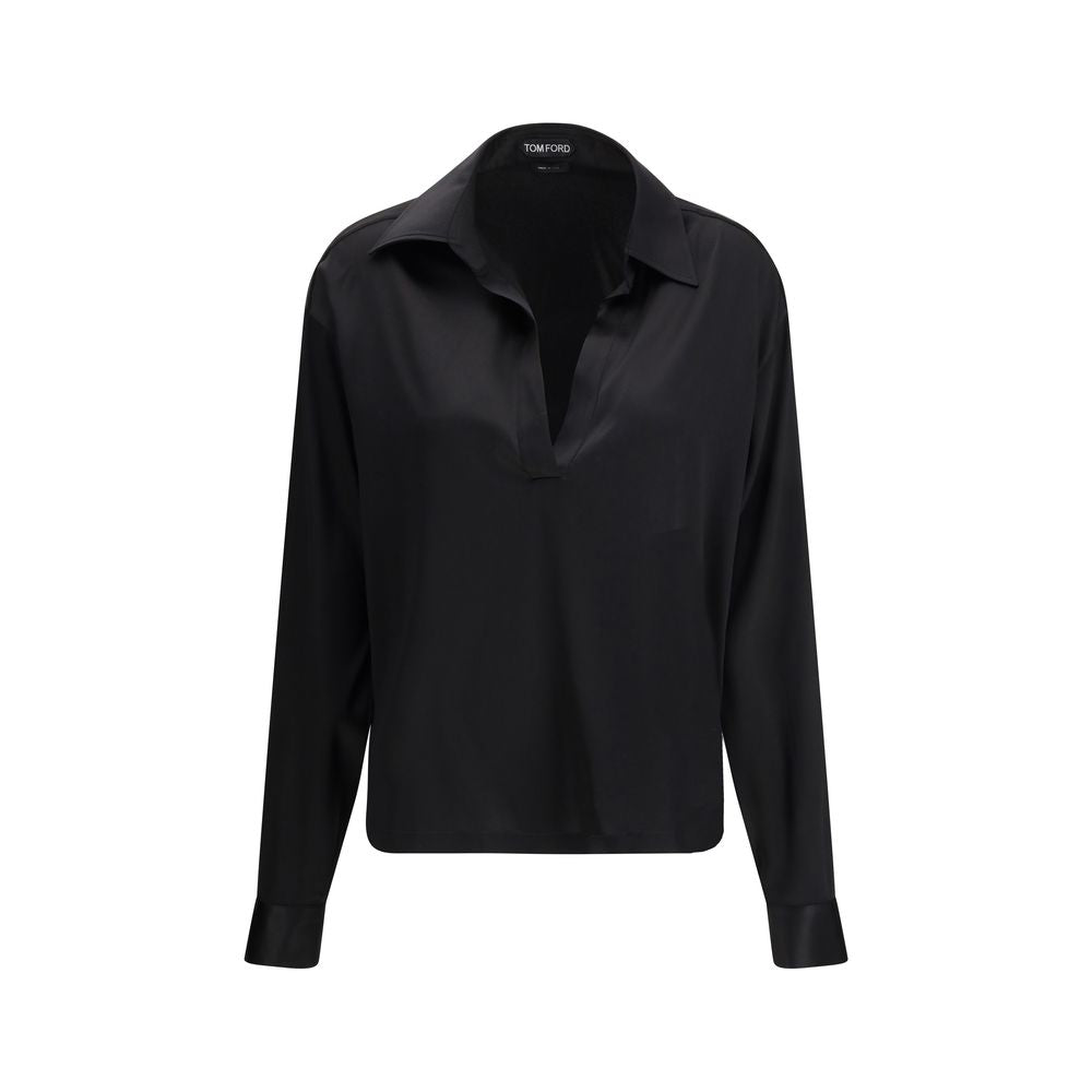 Black Silk Polo Shirt