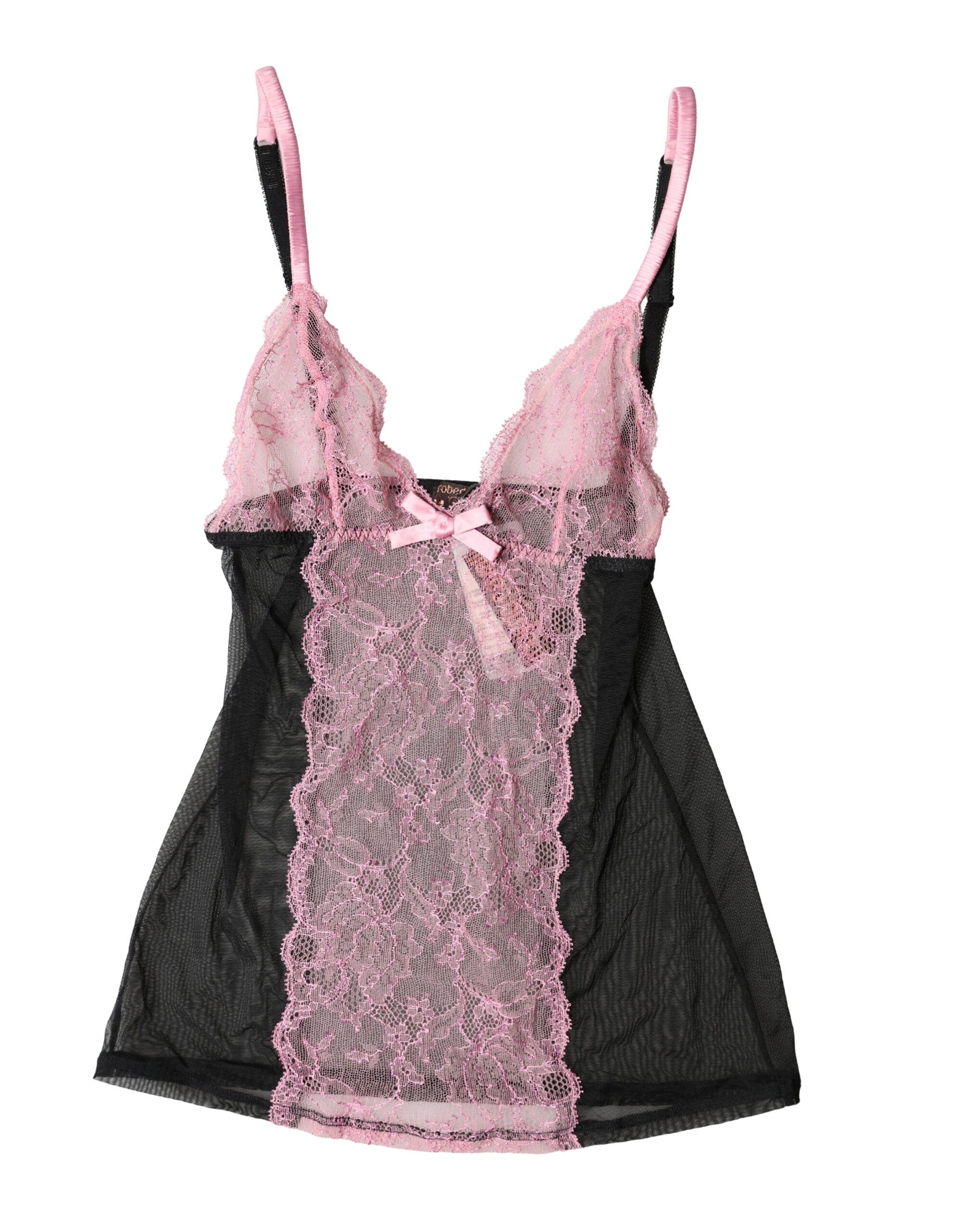 Black Pink Floral Lace Lingerie Top Underwear