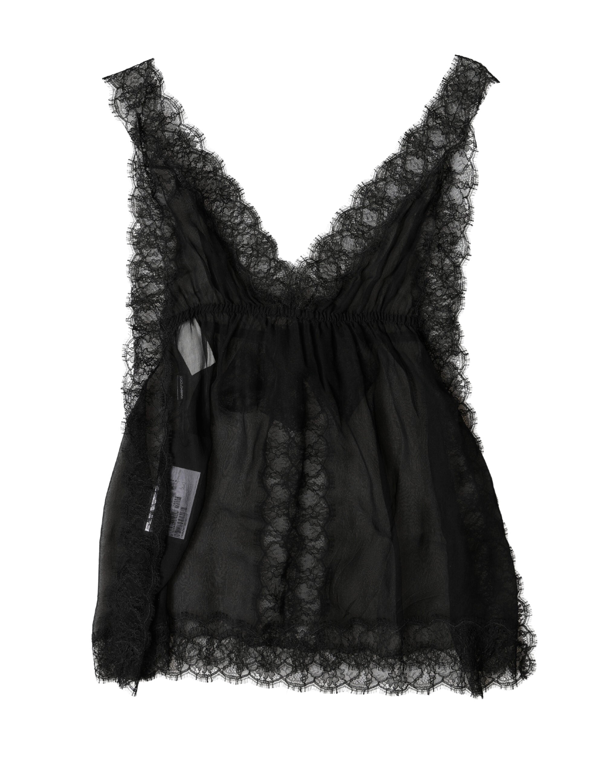 Black Silk Floral Lace Lingerie Top Underwear