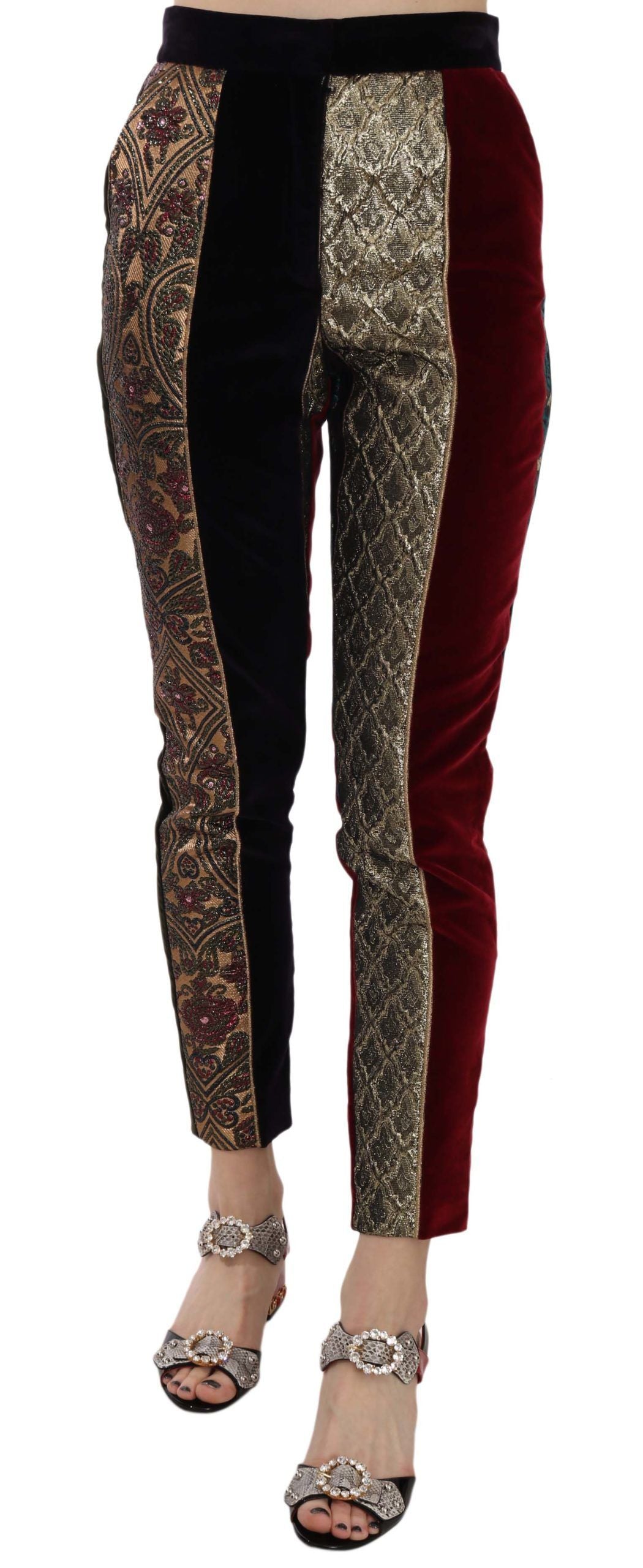 Multicolor Jacquard Cropped Tapered Broek