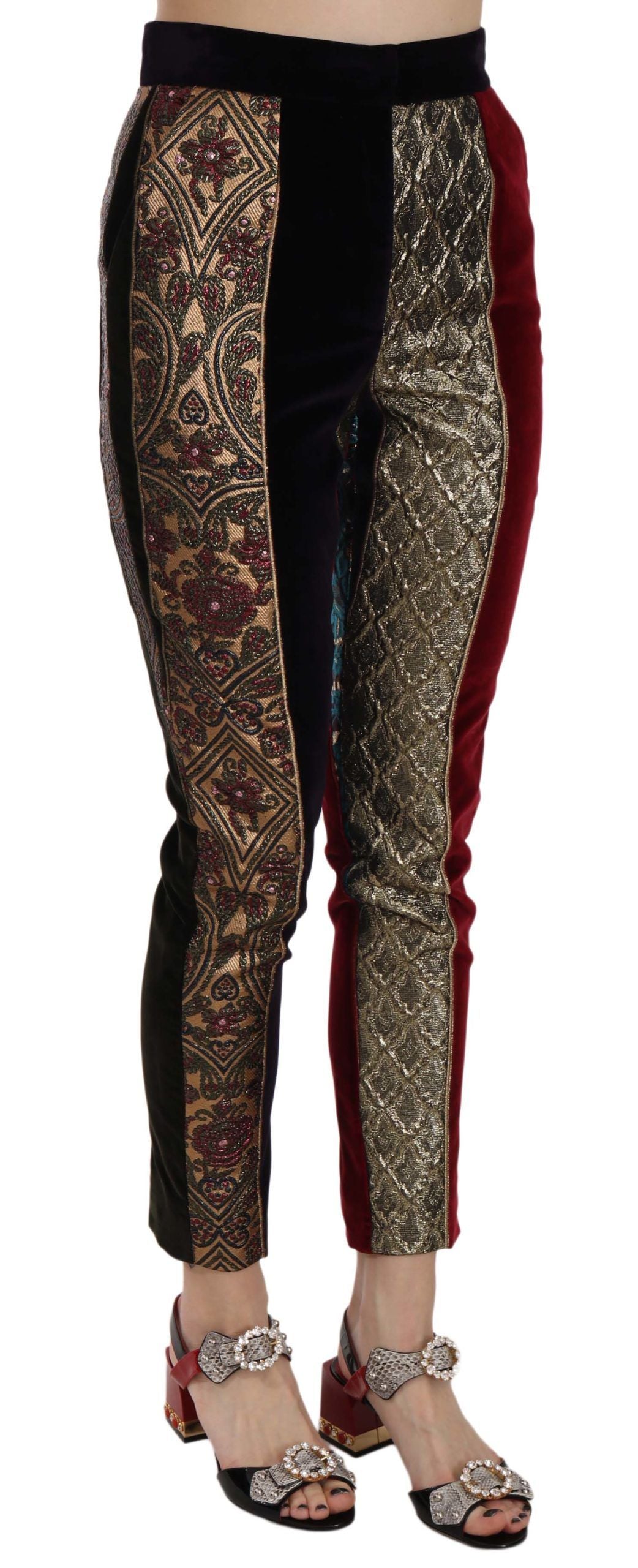 Multicolor Jacquard Cropped Tapered Broek