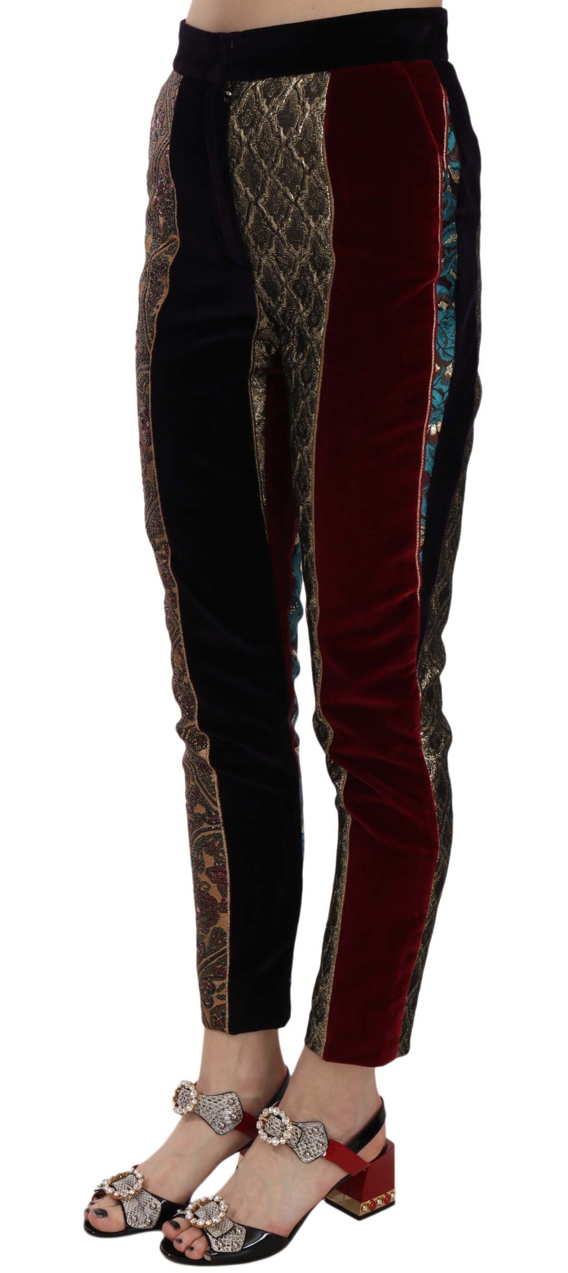 Multicolor Jacquard Cropped Tapered Broek