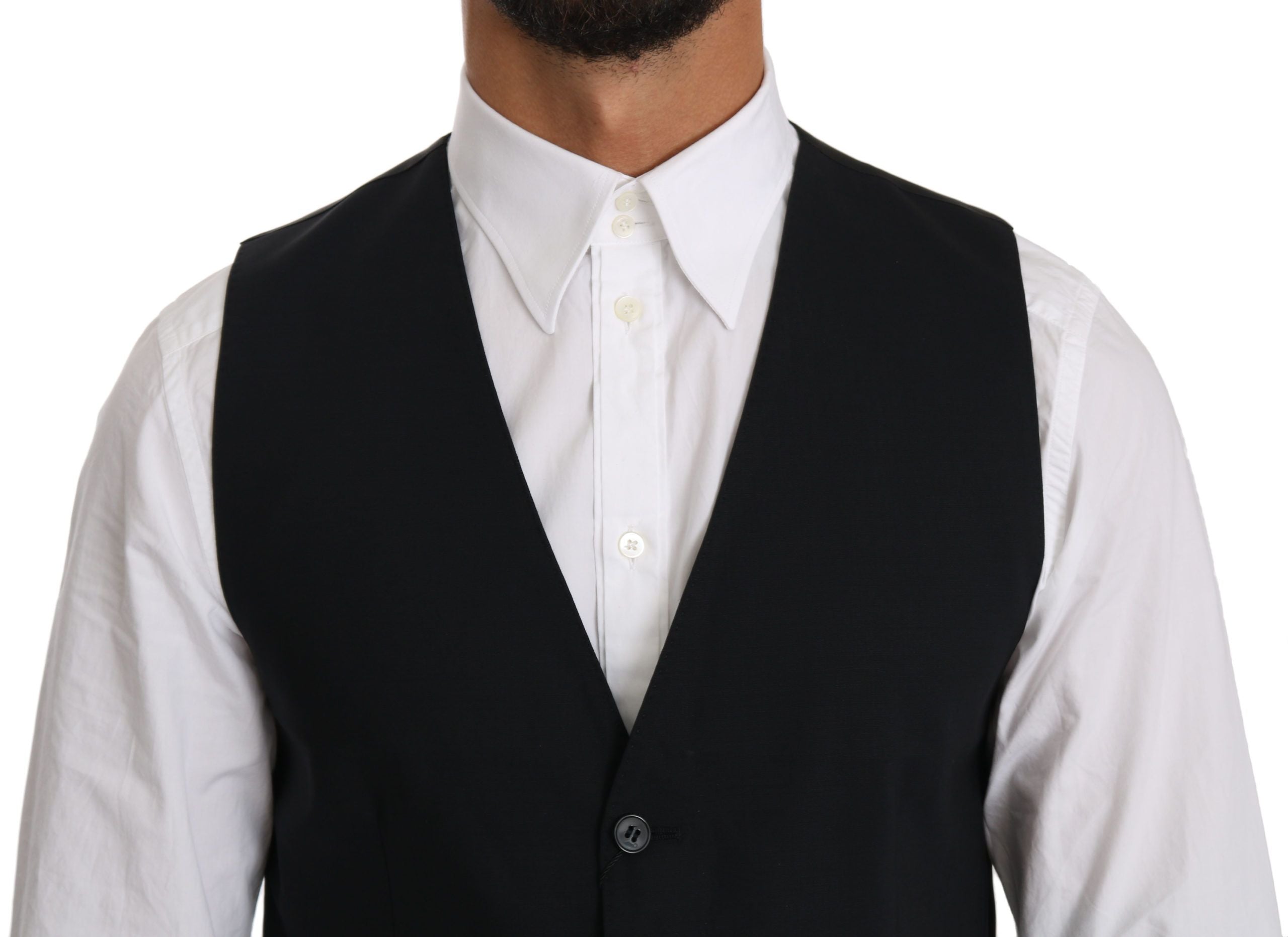 Blauw wollen vest, formeel gilet