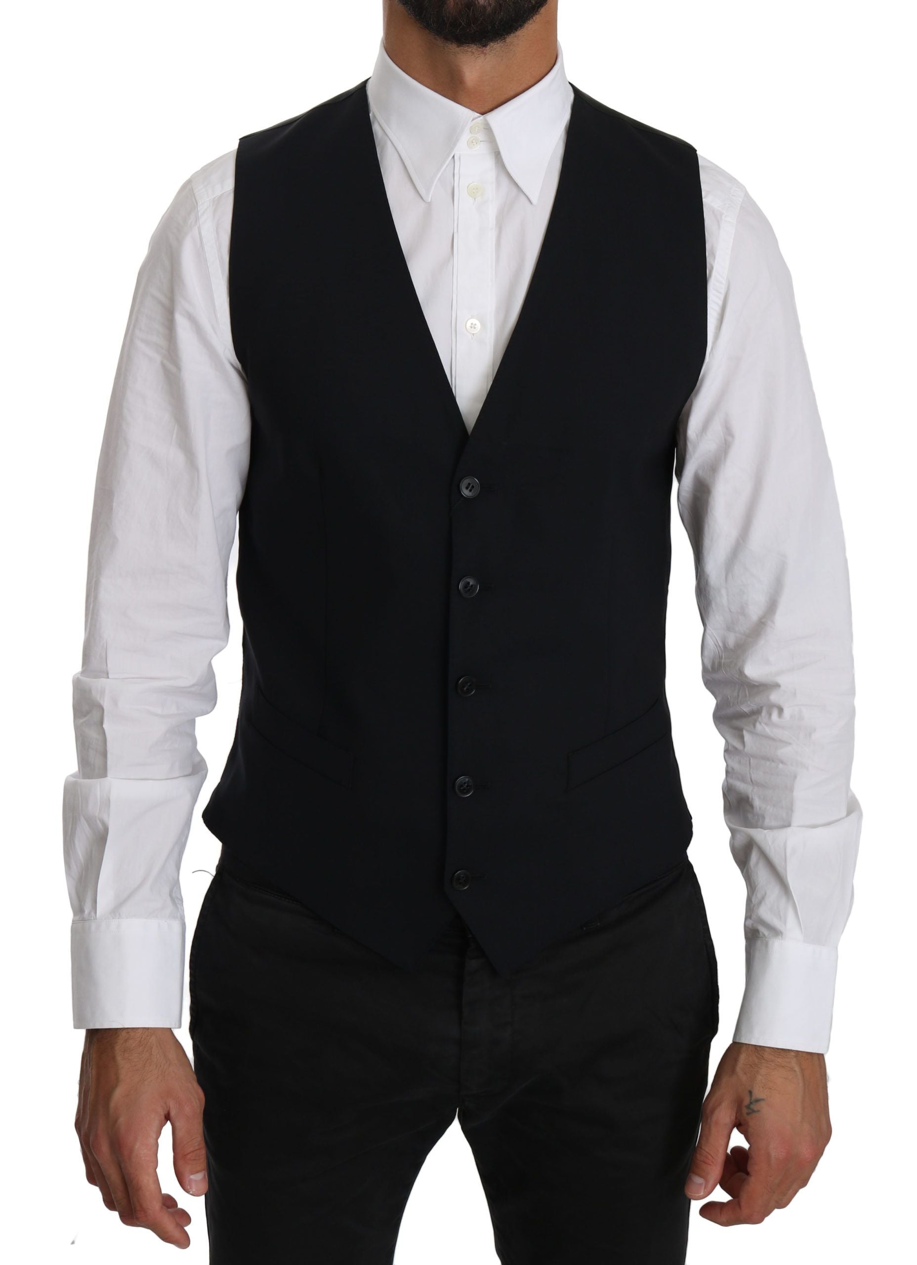 Blauw wollen vest, formeel gilet