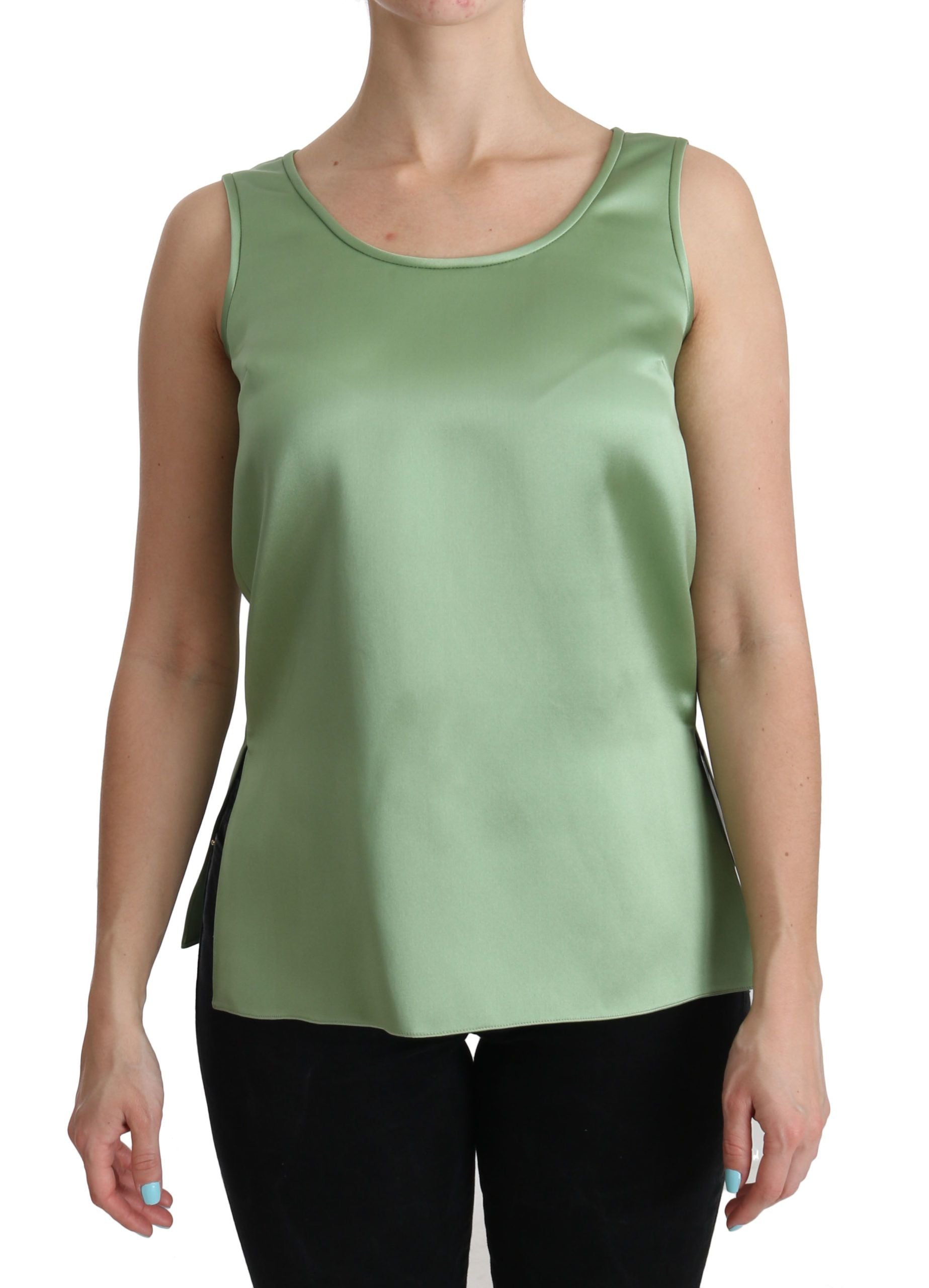 Groene mouwloze tanktop van 100% zijde