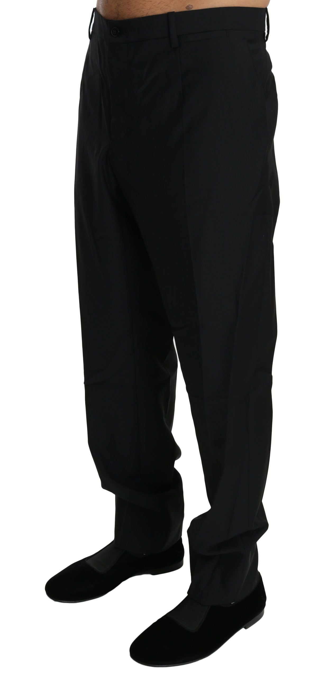 Zwarte formele broek voor heren, wollen broek