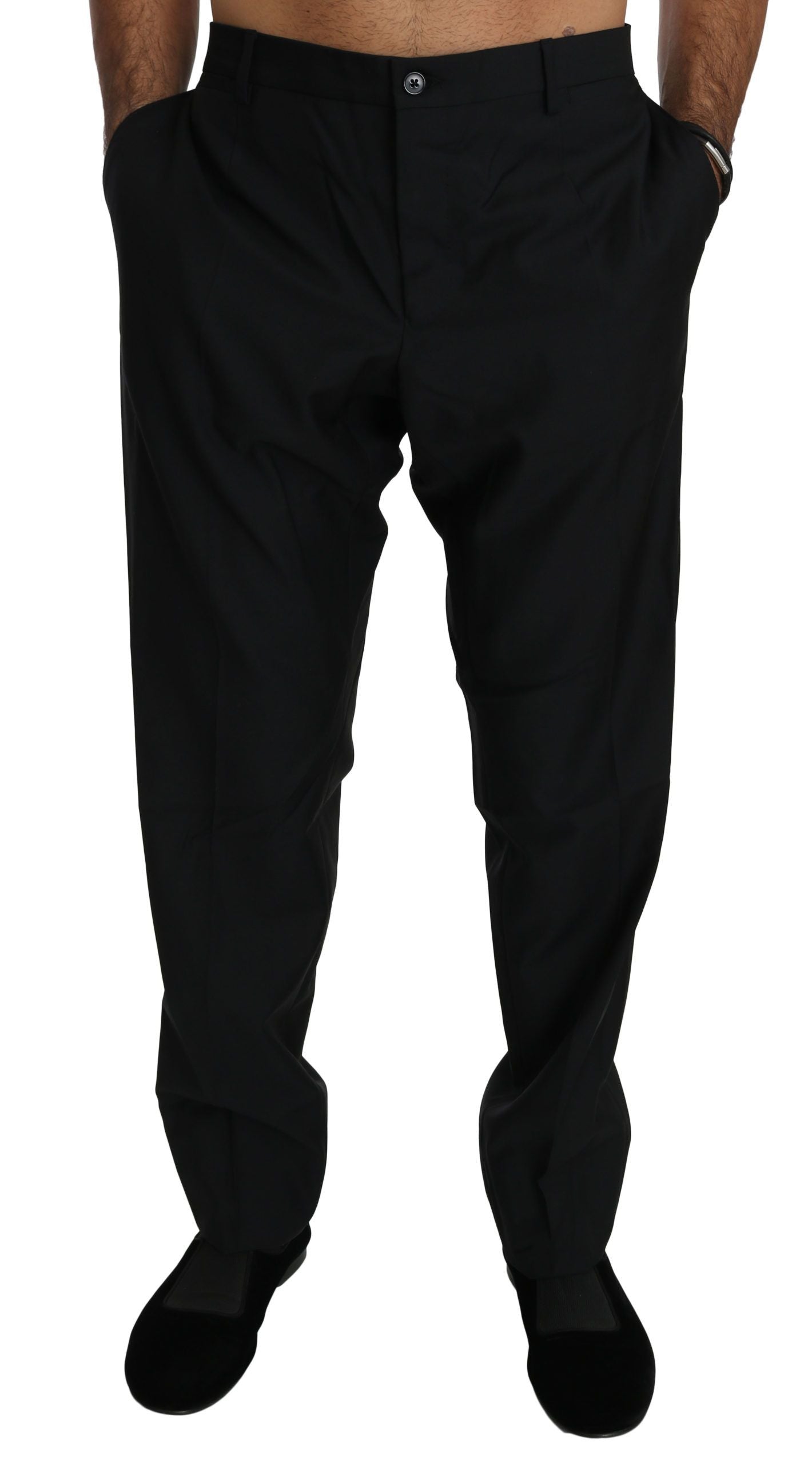 Zwarte formele broek voor heren, wollen broek