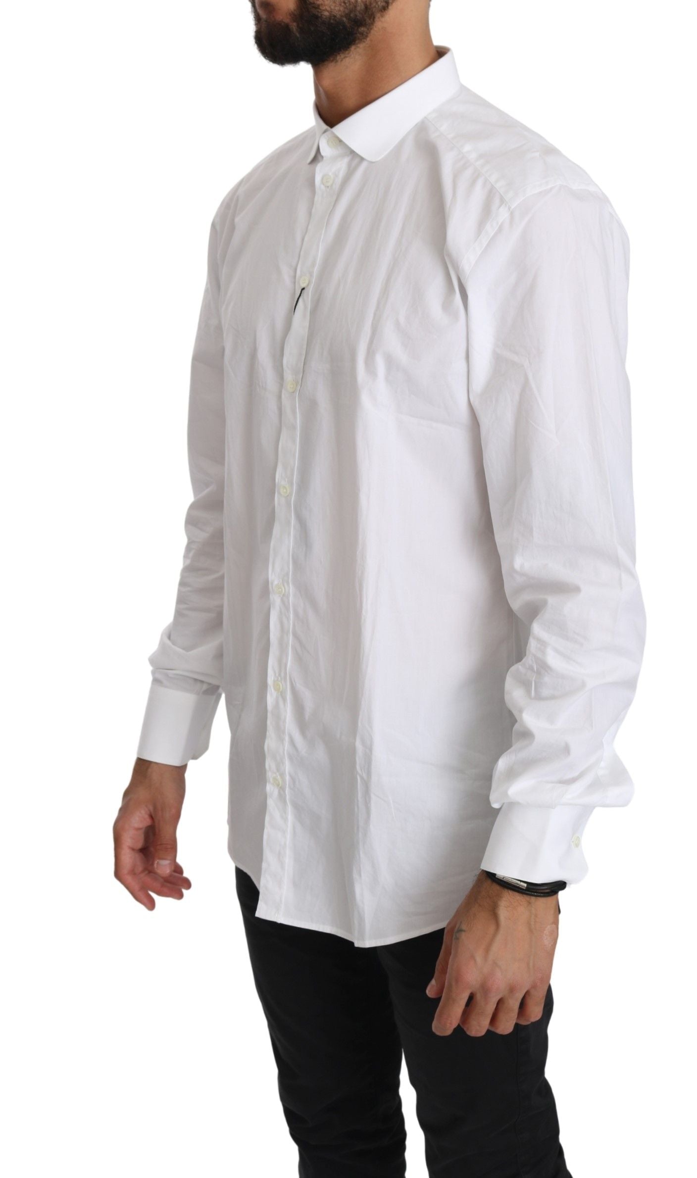 Wit katoenen shirt met lange mouwen
