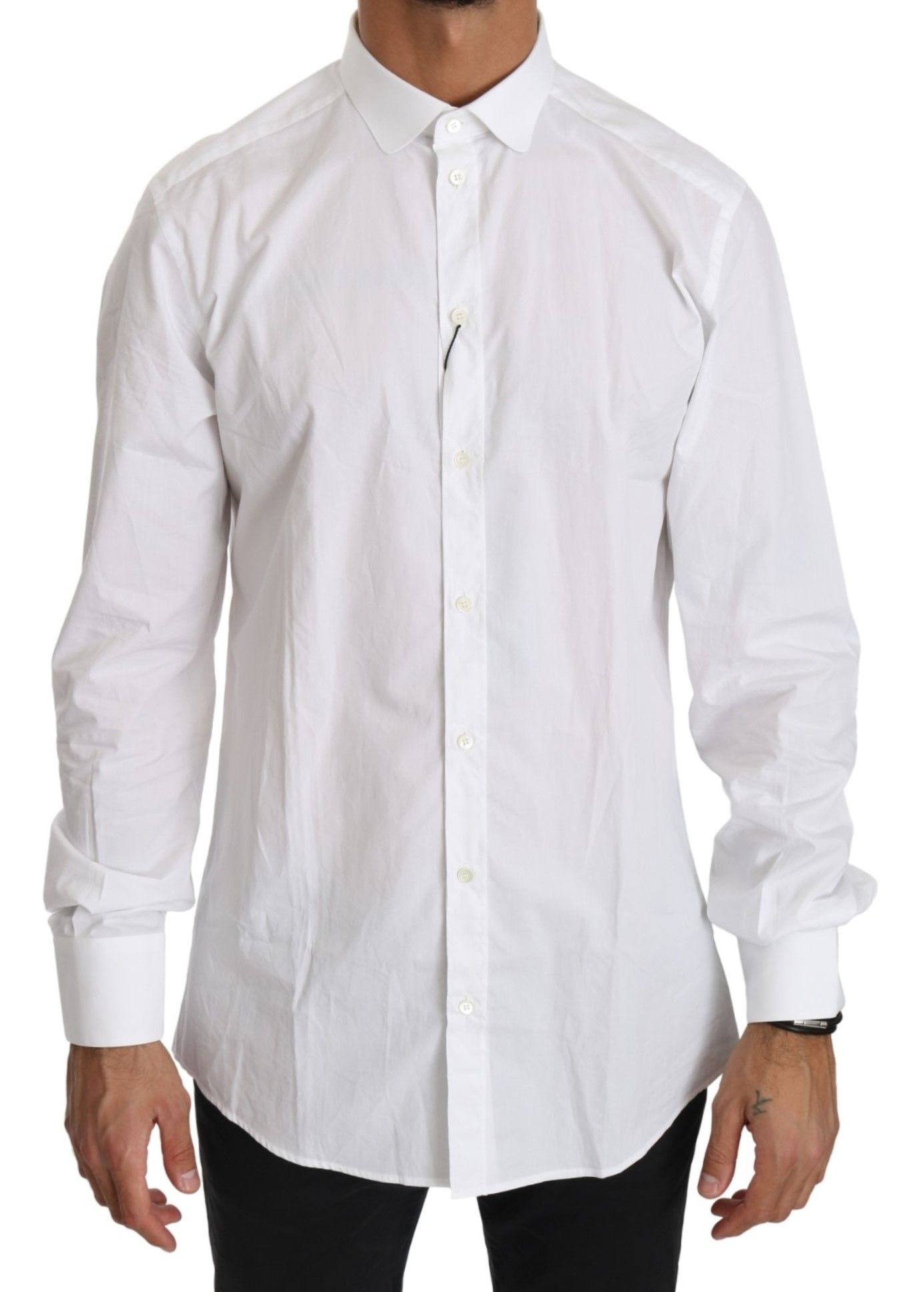 Wit katoenen shirt met lange mouwen