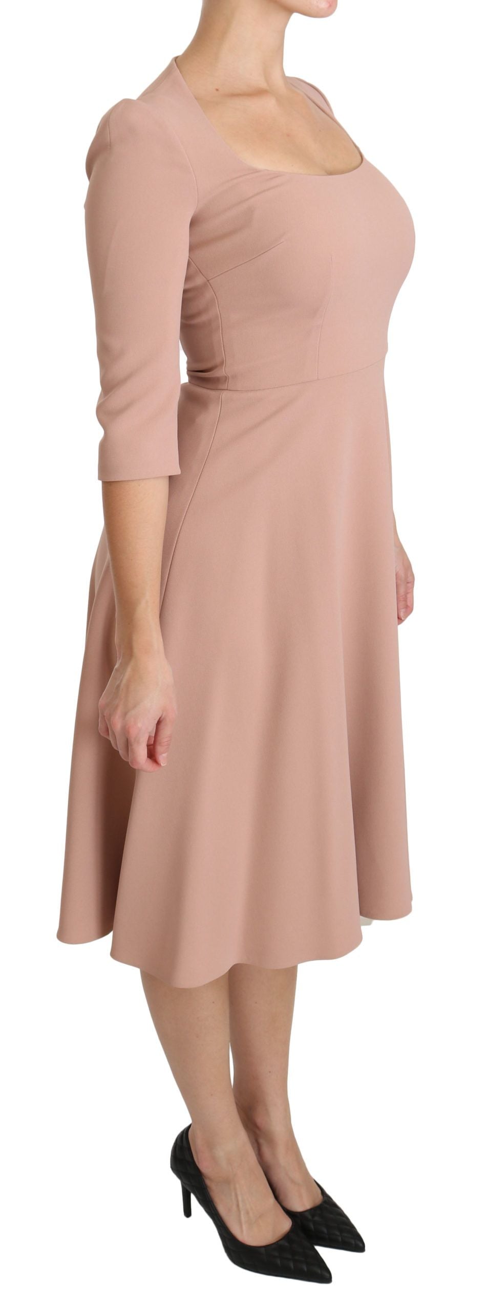 Roze A-lijn viscose jurk met 3/4 mouwen