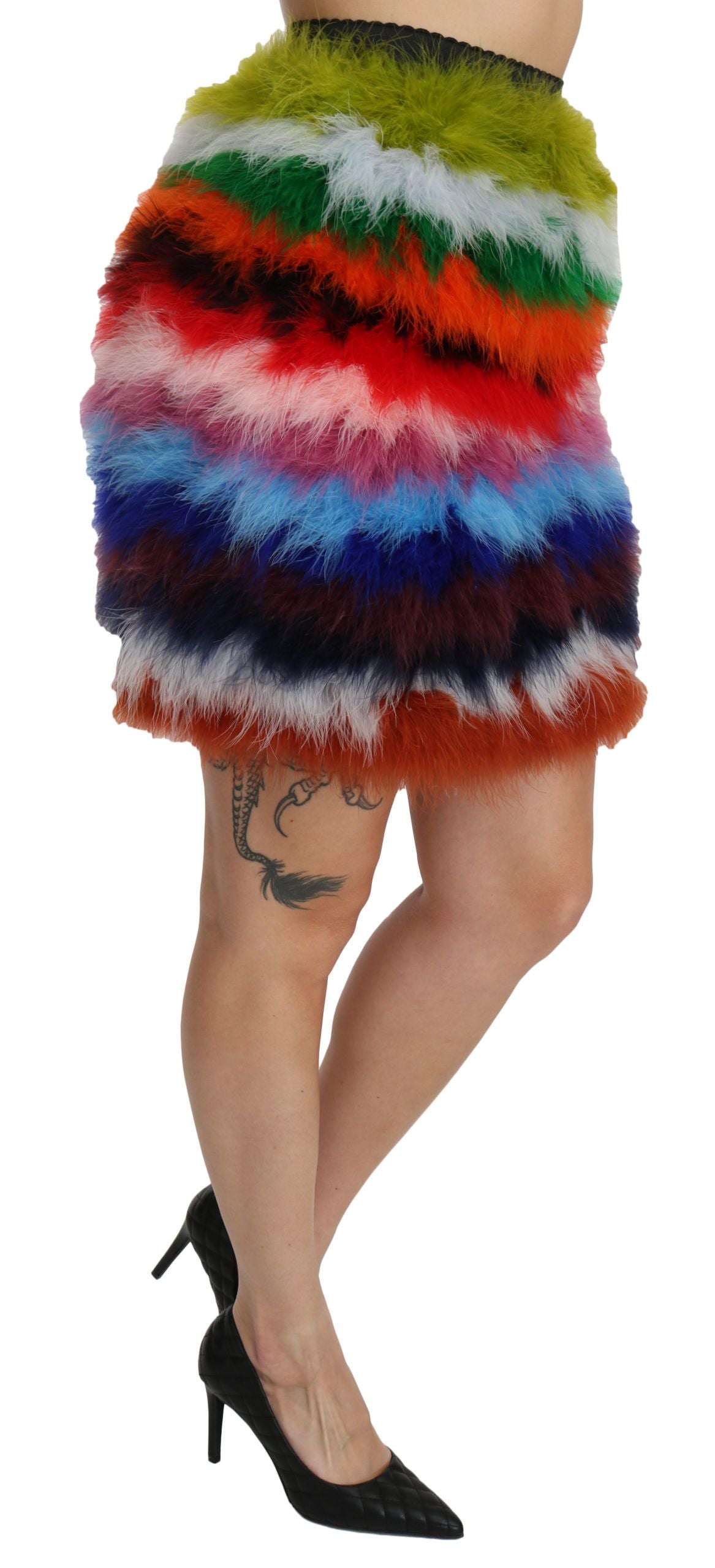 Roodblauwe hoge taille mini-verenrok