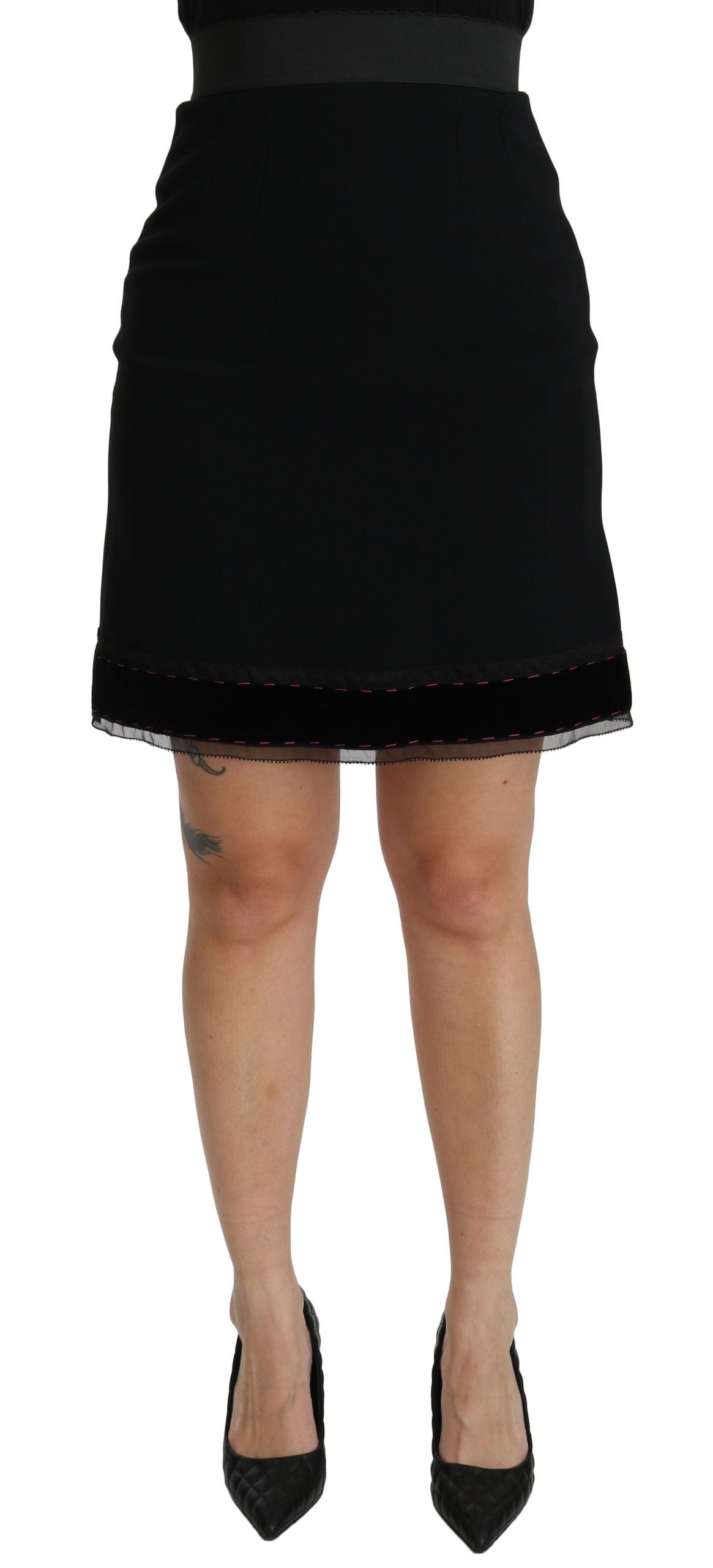 Zwarte A-lijn hoge taille mini viscose rok